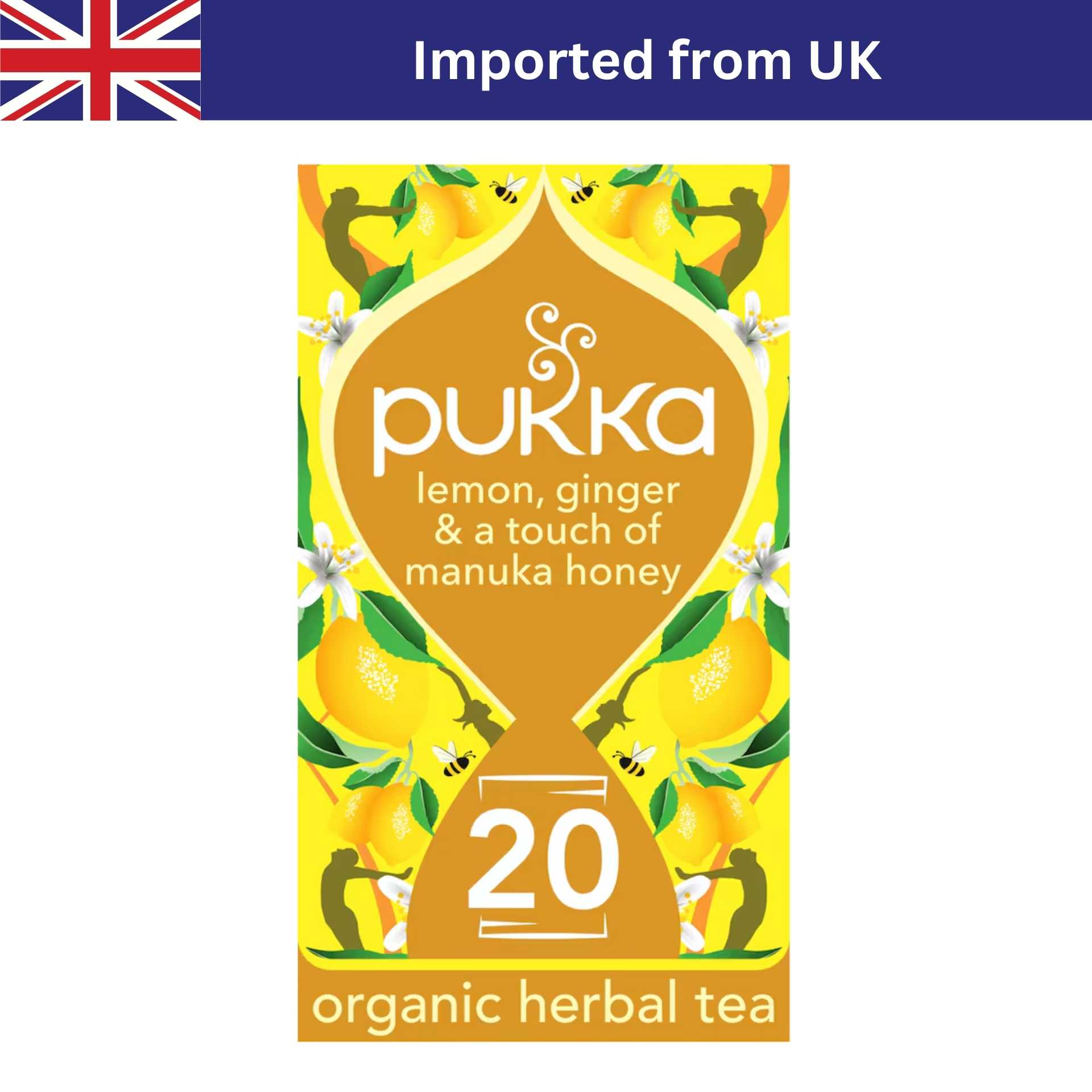 Pukka Lemon, Ginger & Manuka Honey Organic Herbal Tea (20 ซอง / 40g)