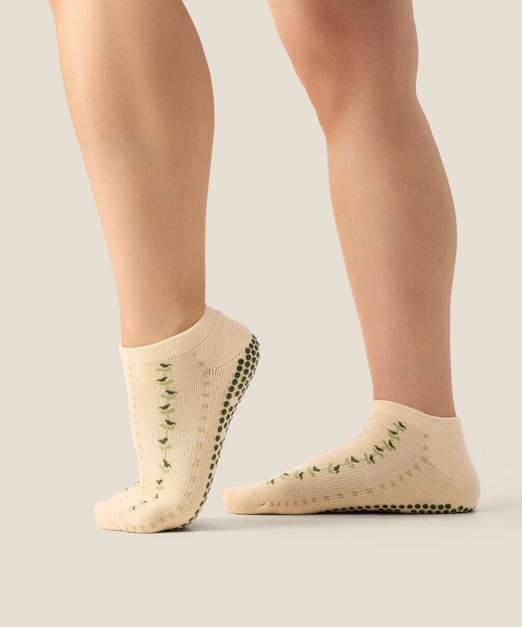 Low Rise Grip Socks - Wildflower Vine