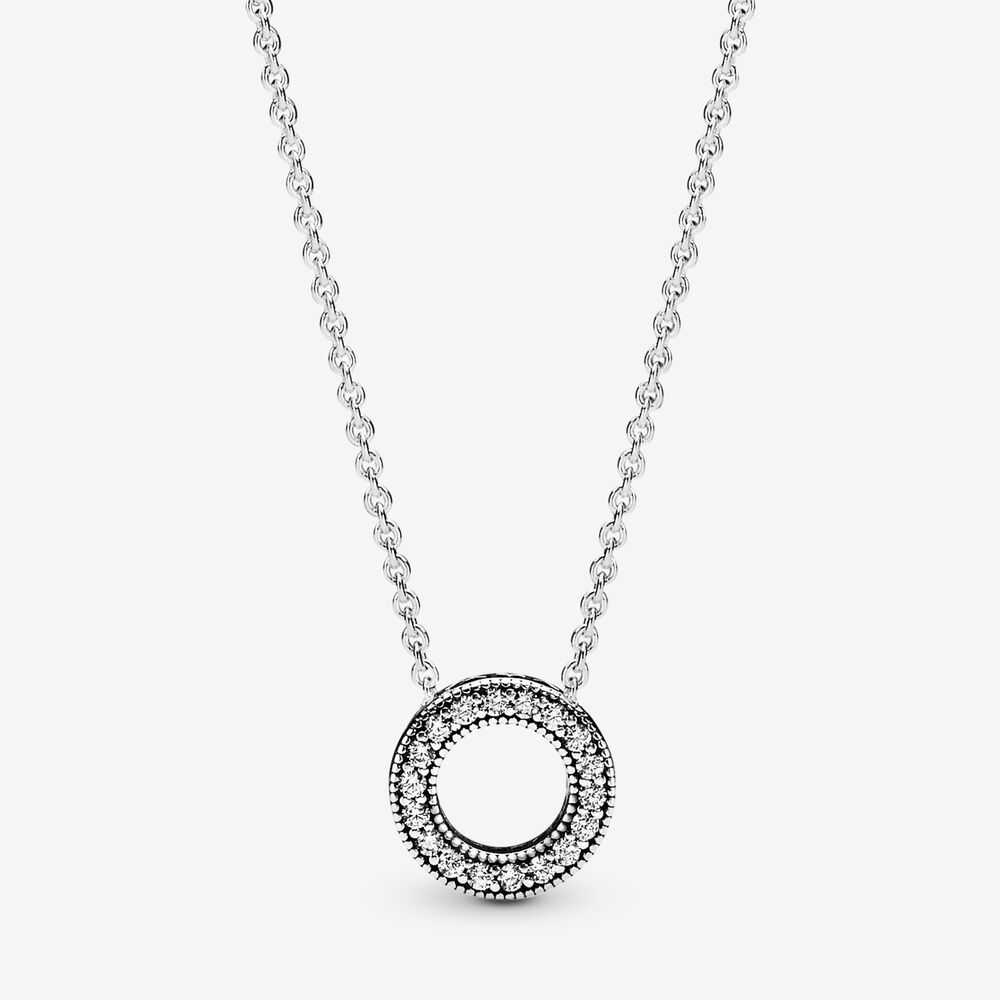 Pandora Logo Pavé Circle Collier Necklace