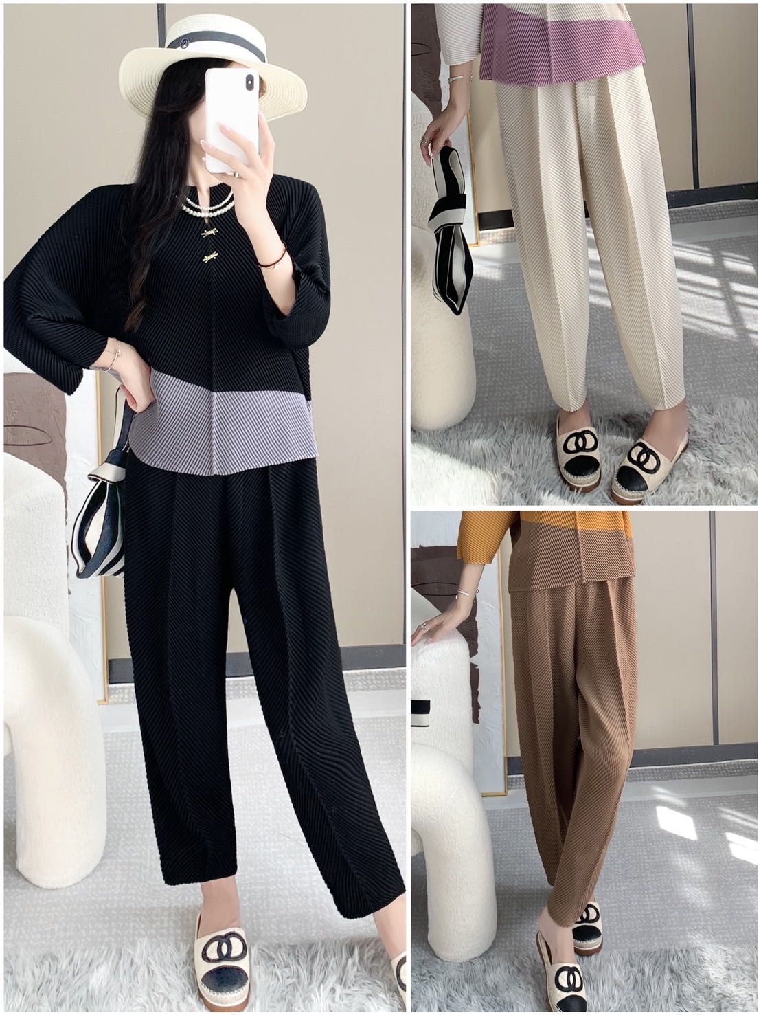 Pleatbynisa A507  กางเกงอัดพลีท เนื้อผ้าPolyester100%
