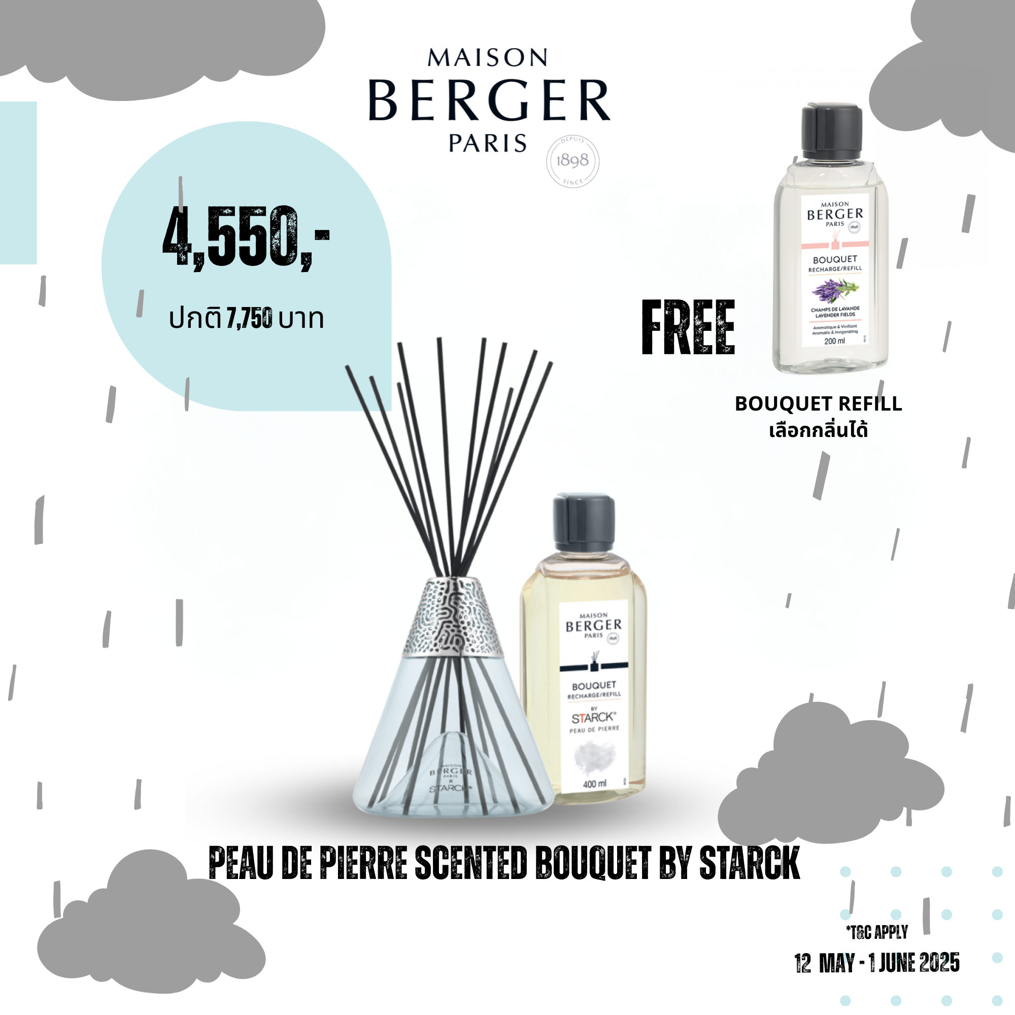 Scented Bouquet STARCK Gris ก้านกระจายความหอมกลิ่น พอ เดอ ปิแอร์
