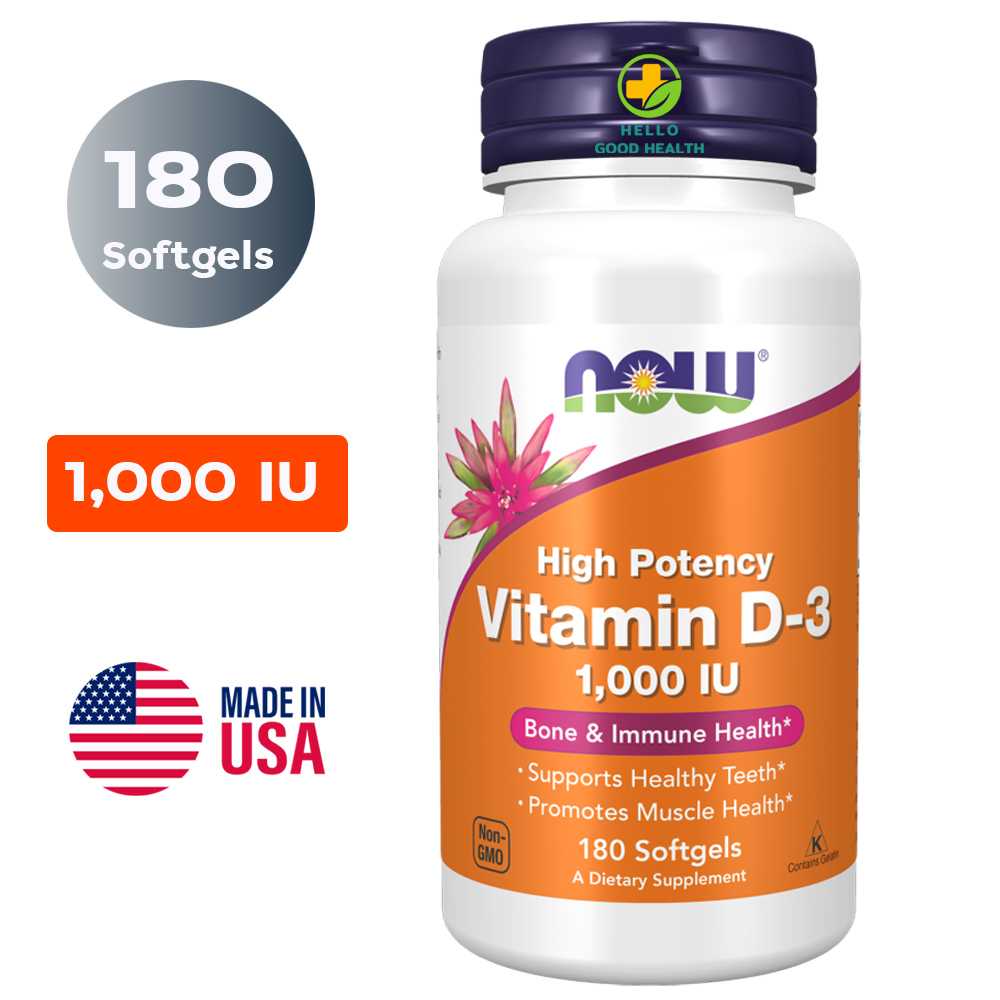 Vitamin D-3 (25 mcg 1,000 IU) 180 Softgels วิตามินดี 3 (25 มคก.1000 ไอยู) บรรจุ 180 ซอล์ฟเจล