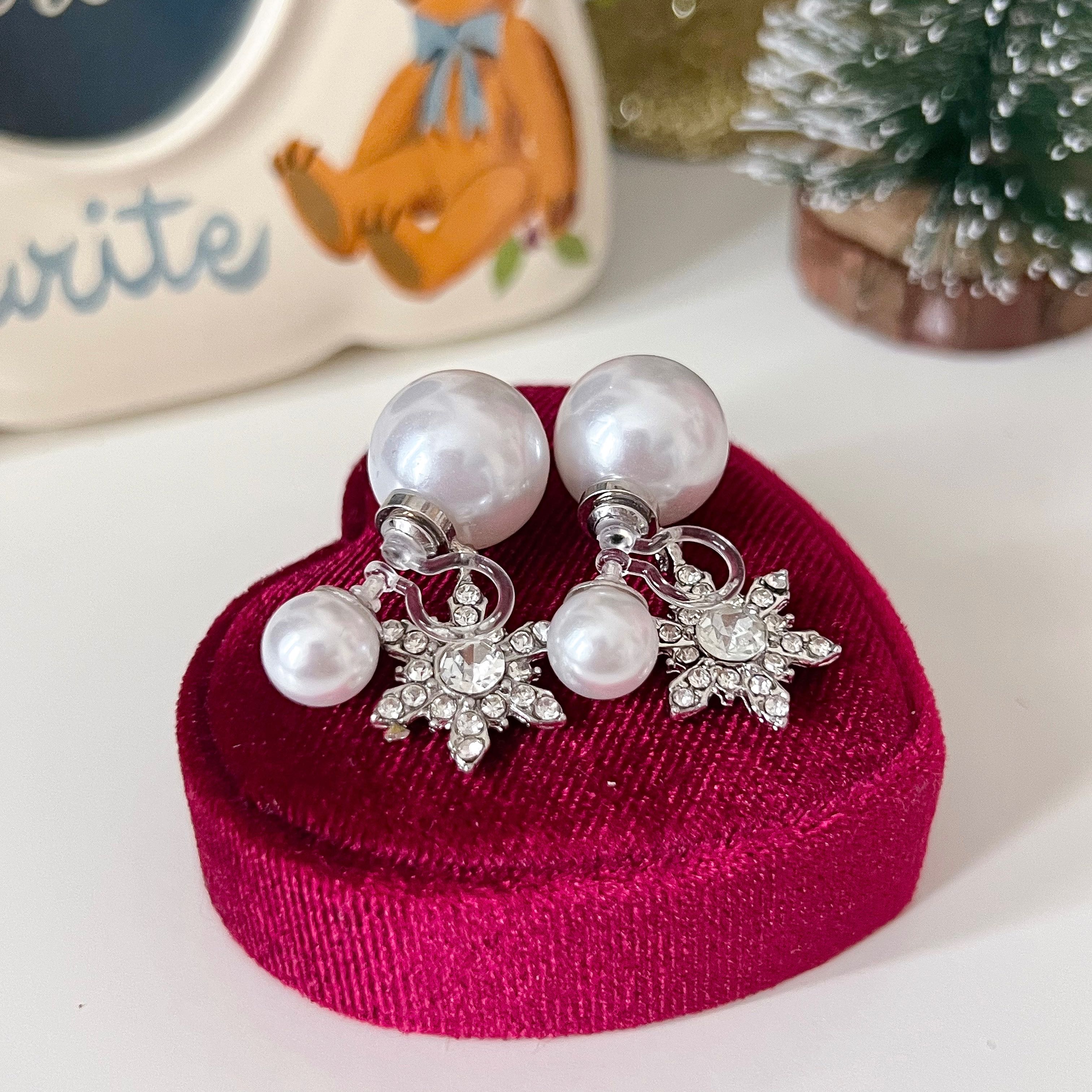 XMAS เกล็ดหิมะเพชรเงิน มุกทับหลัง แป้นใส