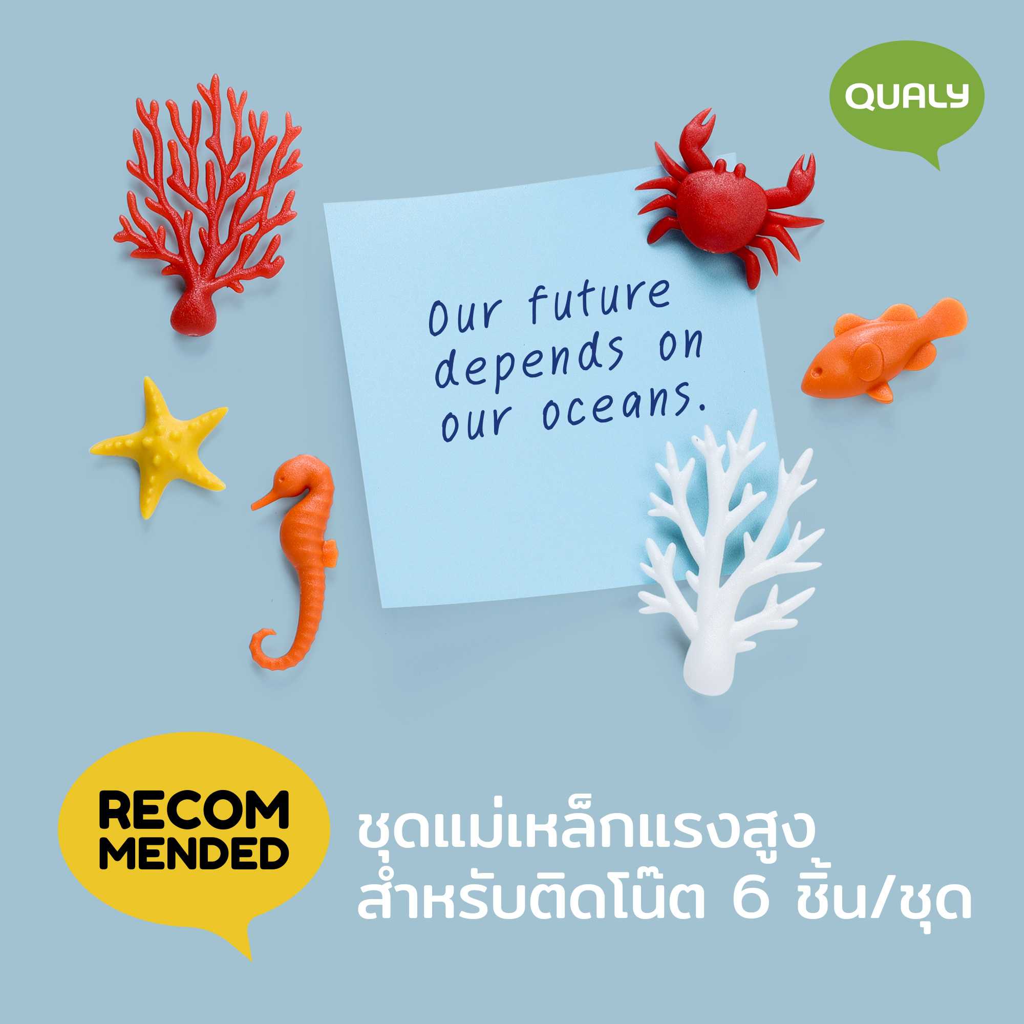 Ocean Ecology Magnet แม่เหล็กติดตู้เย็น ดีไซน์ สัตว์ใต้ทะเล Qualy (ควอลี่)