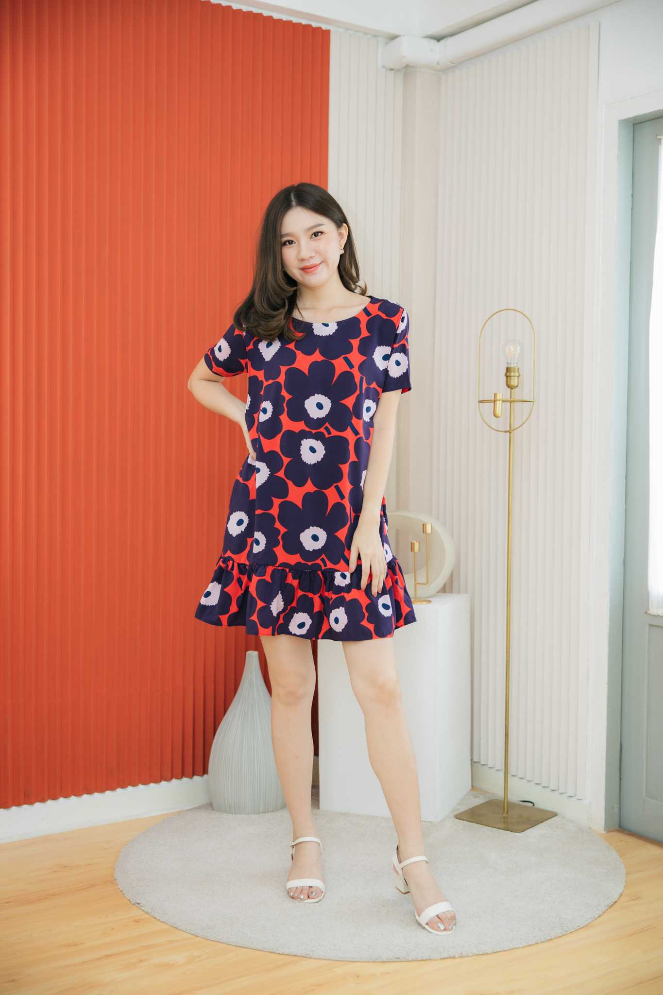 ชุดให้นม Purple  makko ruffle dress