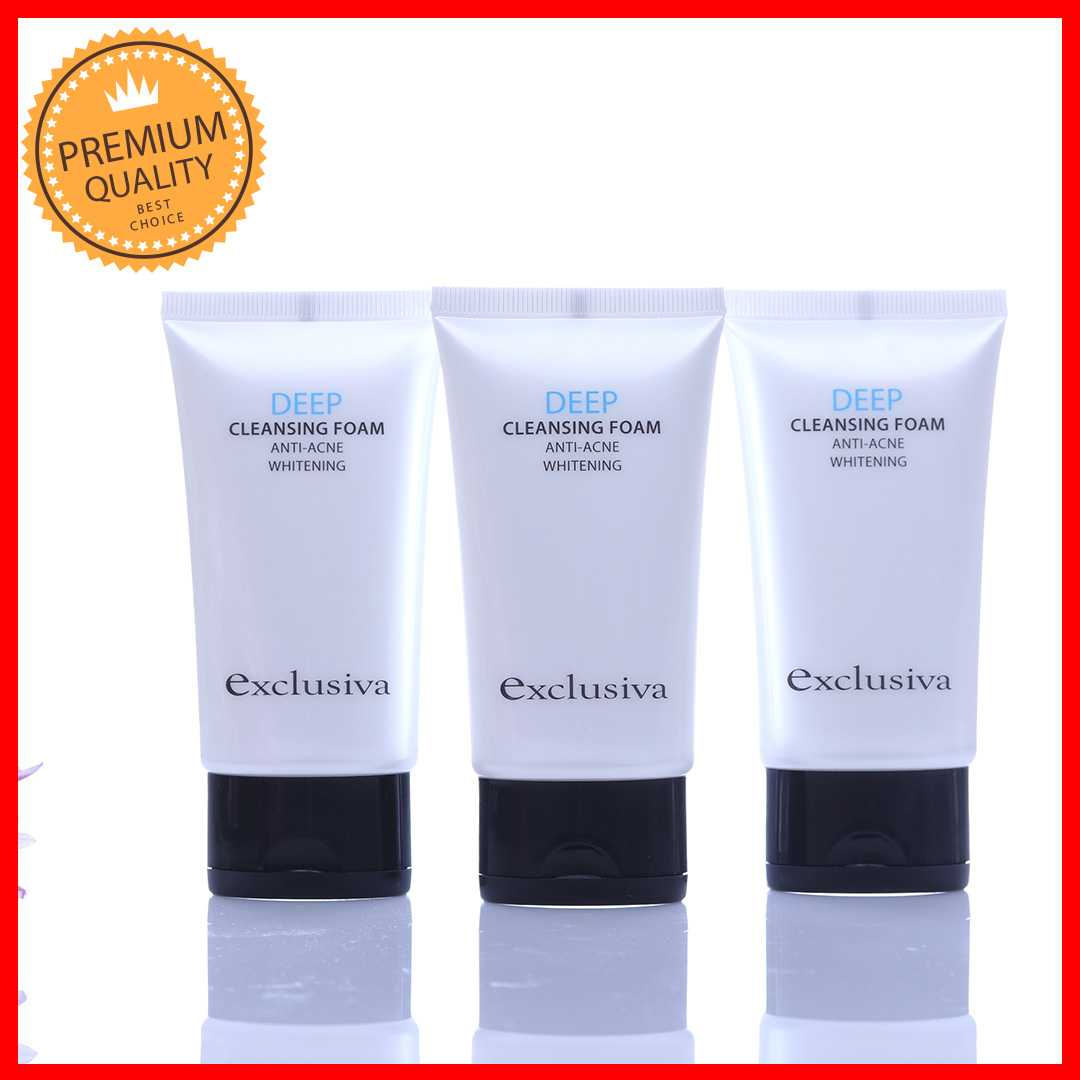 Exclusiva โฟมล้างหน้า ลดสิว ล้างเมคอัพ ผิวขาว กระจ่างใส 40 g. x 3 หลอด Anti-acne Whitening
