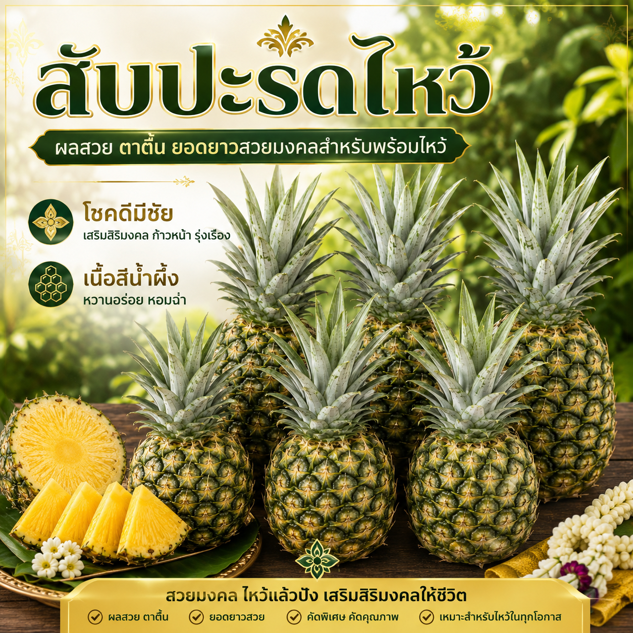 สับปะรด ไหว้ “พันธุ์ปัตตาเวีย” ชุด 6 ผล