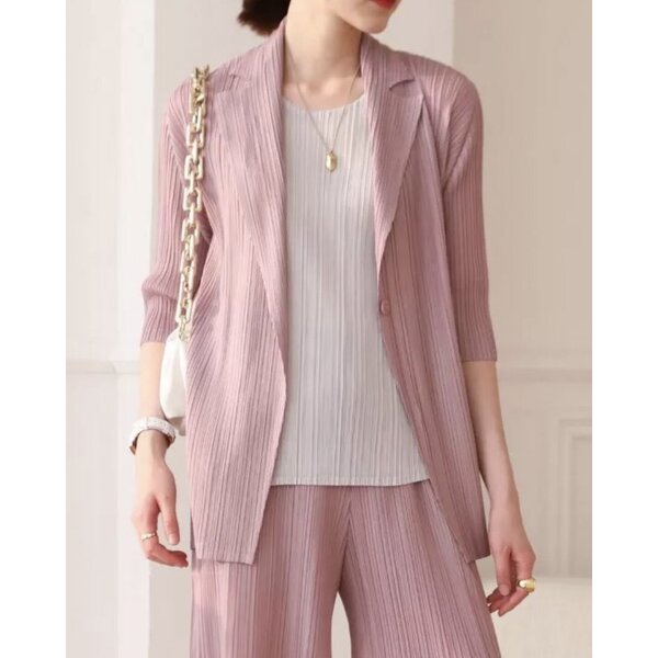 2MUAY รุ่น GJO7717 เสื้อสูท เสื้อคลุมอัดพลีทคุณภาพ 9สี FREE SIZE HALF SLEEVE COLLAR PLEATED CARDI...