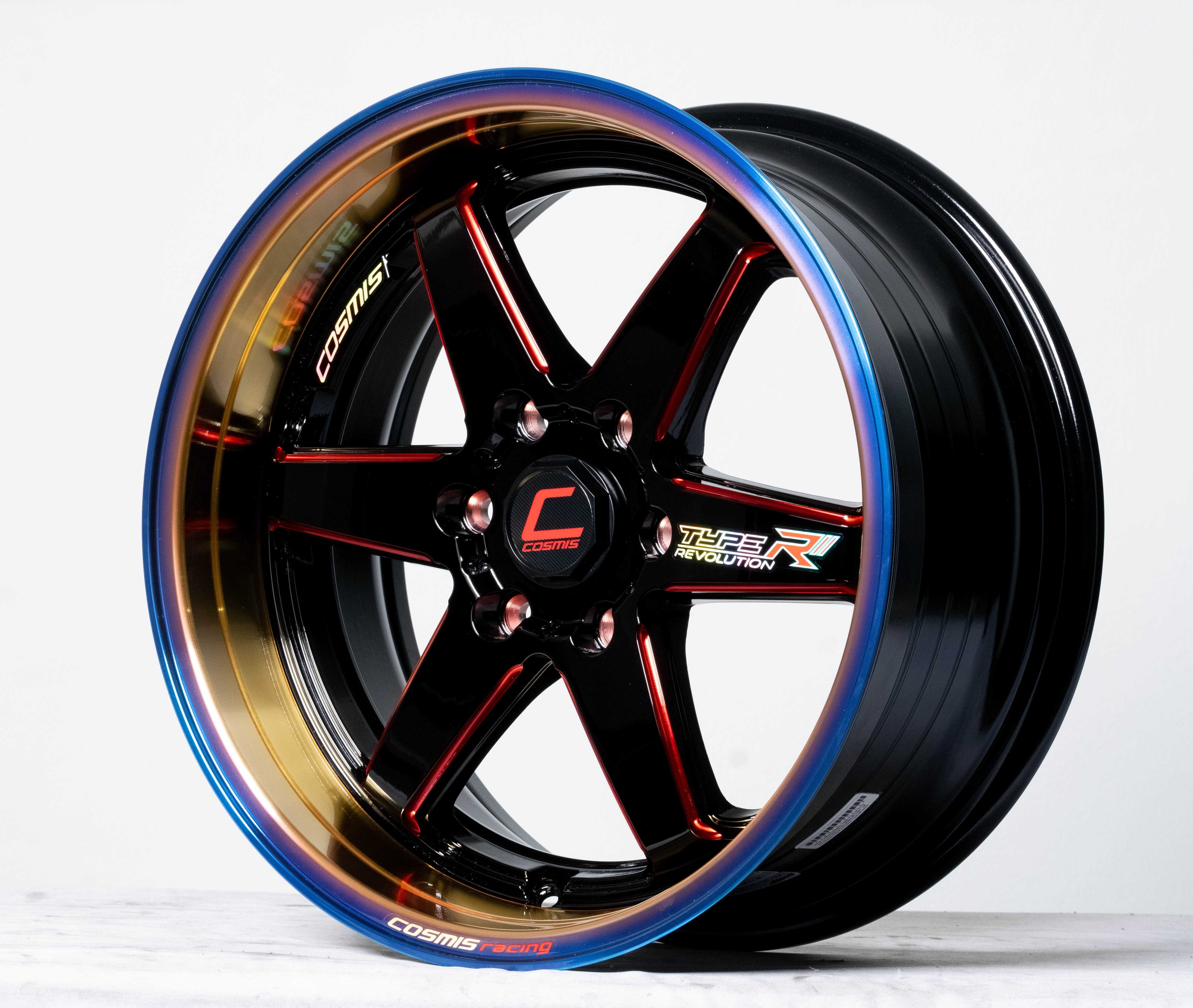แม็กซ์ TYPE-R 18X8.5 6X130 ET25 CB.75 TITANTUM-W1(RED)-PLATEสีไทเทเนียมCNCข้างก้านแดง+เพลทCustom