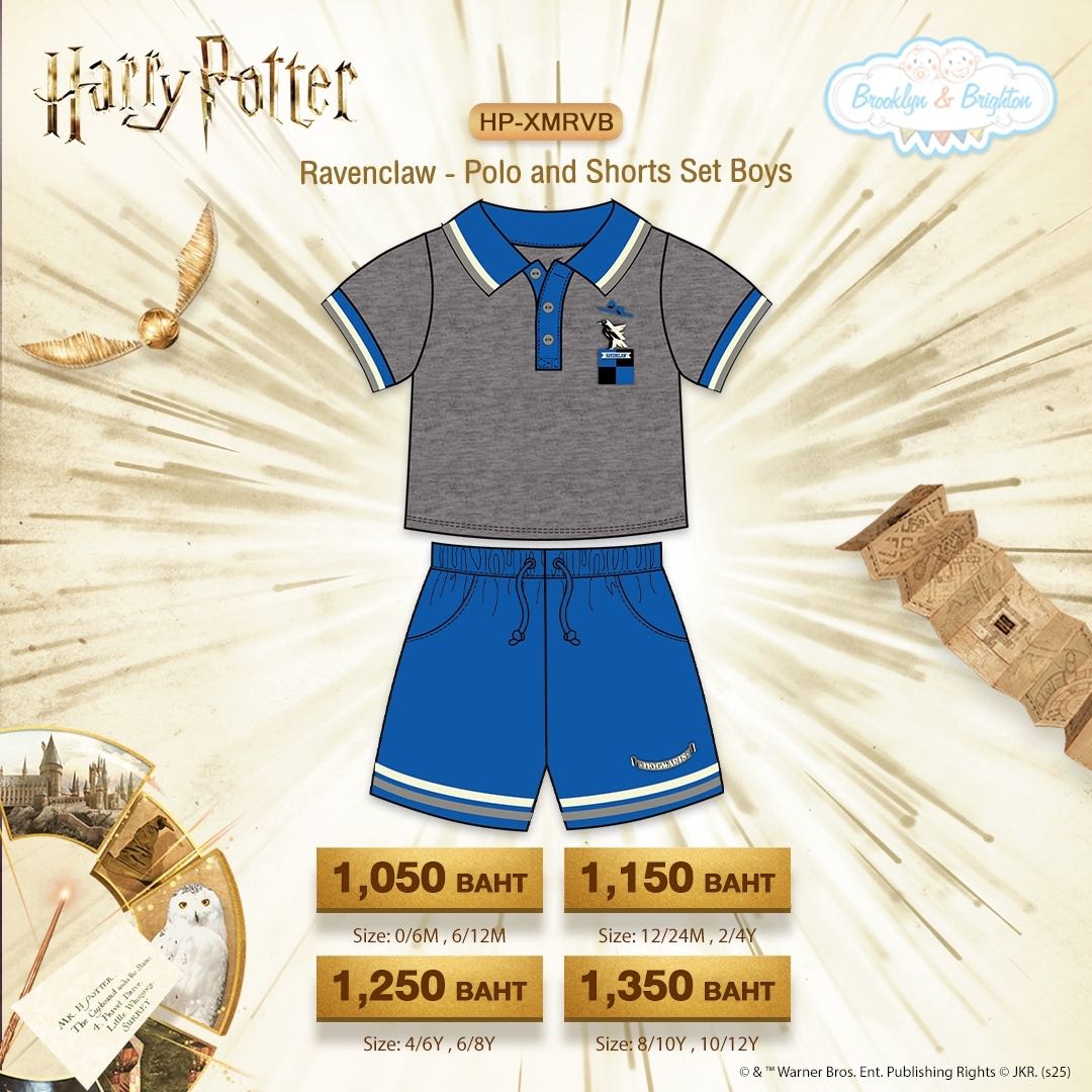 Harry Potter X’mas - Revenclaw Boys’ Polo and Shorts Set | HP-XMRVB (size: 0/6M-10/12Y)