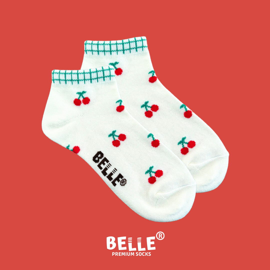 ถุงเท้า #BelleWanderer mini cherry🍒💚