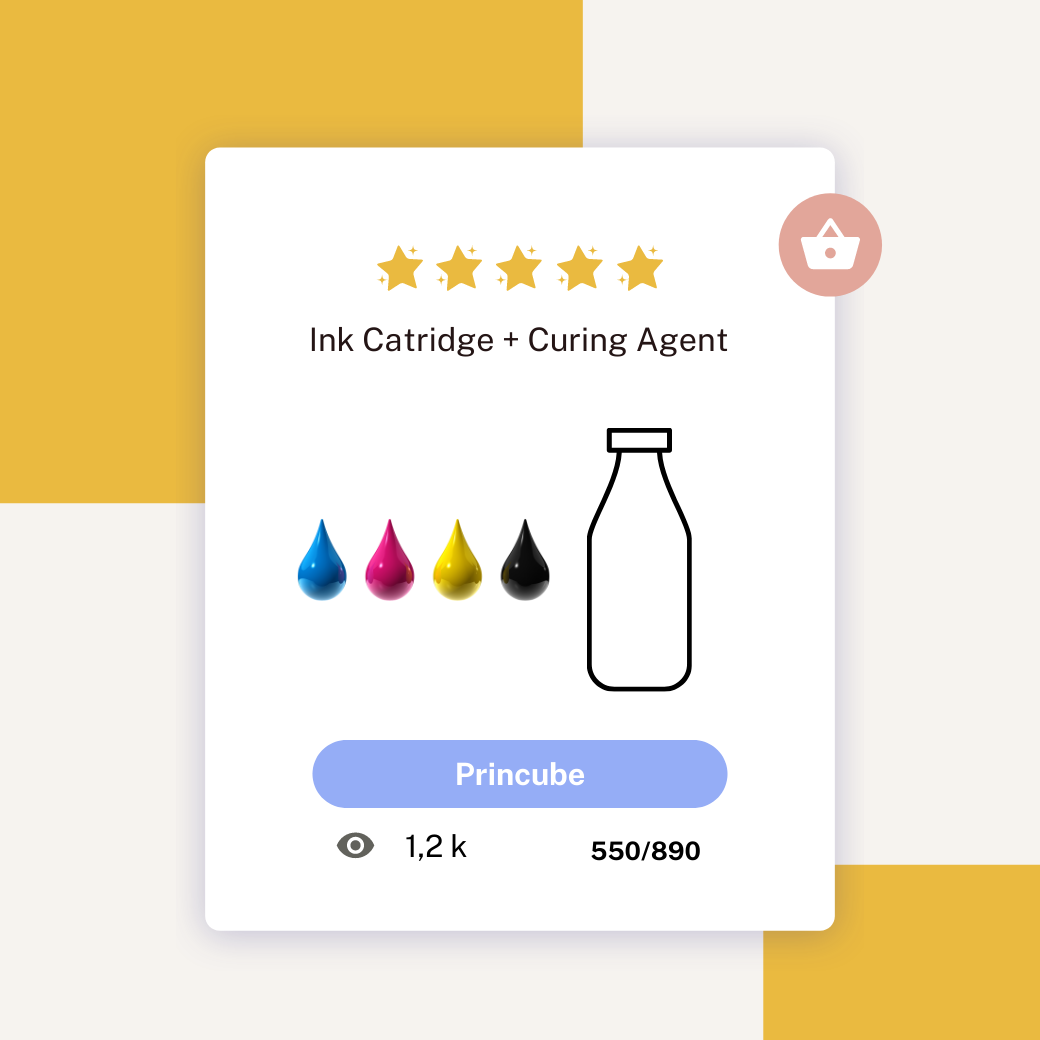 อุปกรณ์เสริม Princube ( Curing Agent 50 ml  + Ink Cartridge )