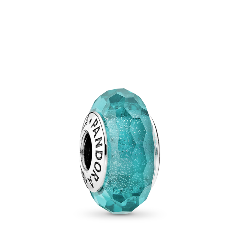 Faceted teal Murano Glass Charm