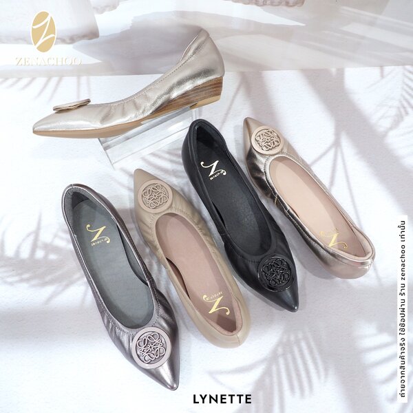 ทรงปกติ เปลี่ยนไซส์ได้-ไม่รับคืน Zenachoo รุ่นขายดี Lynette ส้นเตารีดสูง 1นิ้ว หัวแหลมใส่สบาย รอง...