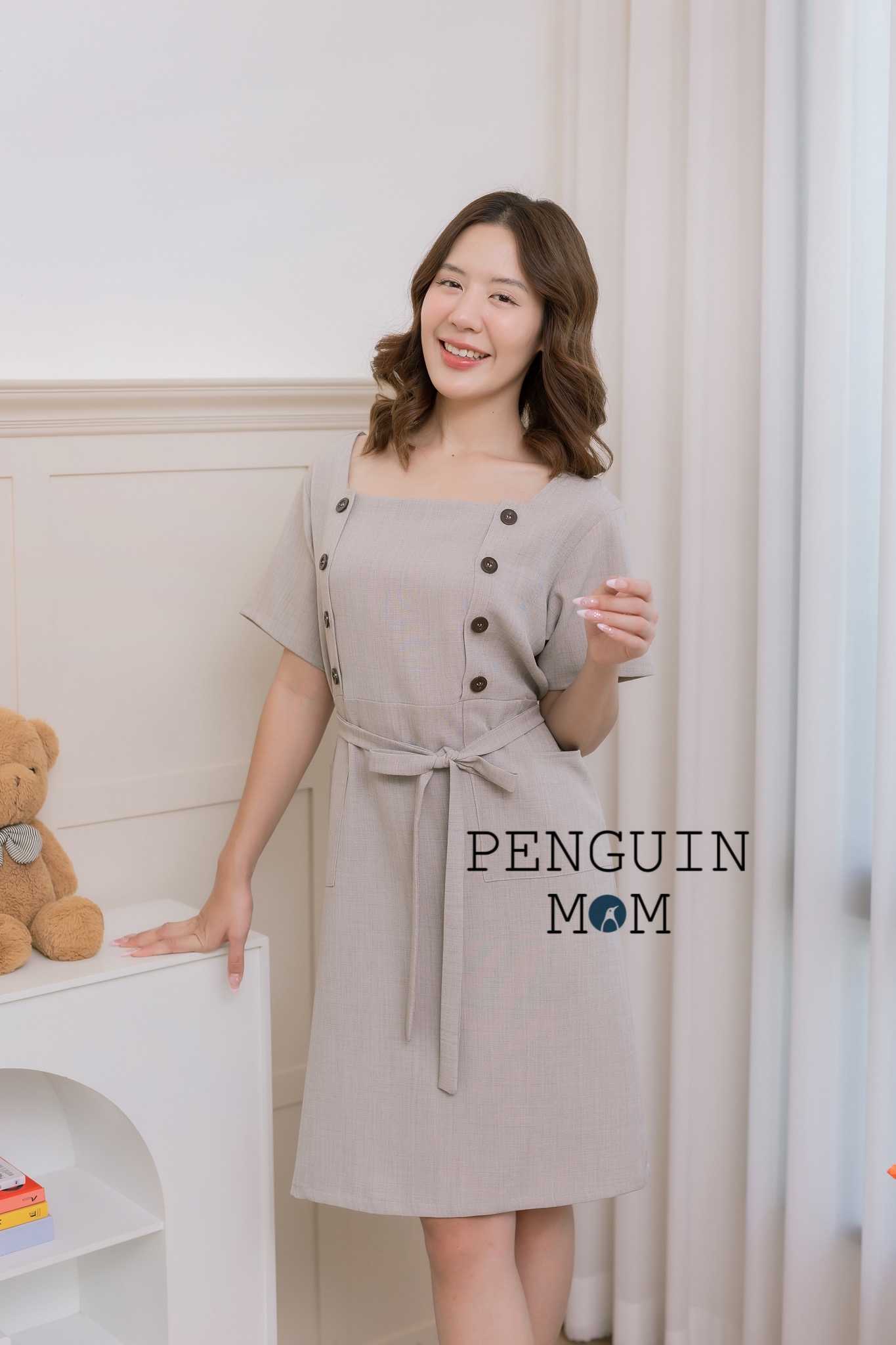 ชุดคลุมท้อง ชุดให้นม Julie dress เทา