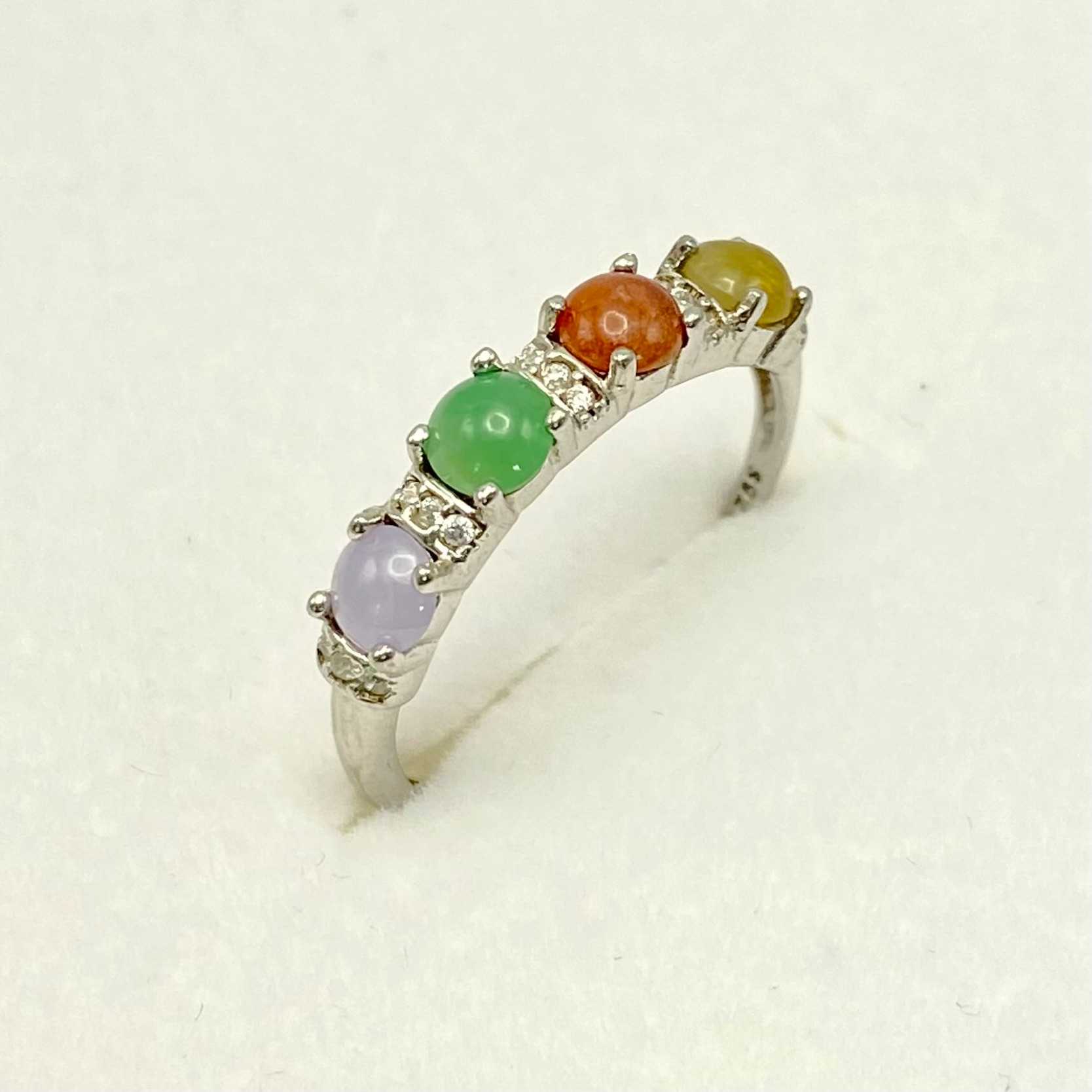 💍 แหวนคริสตัล 🌈 หยกรวมสี / Colourful Jade🌈 เงินแท้ 92.5%