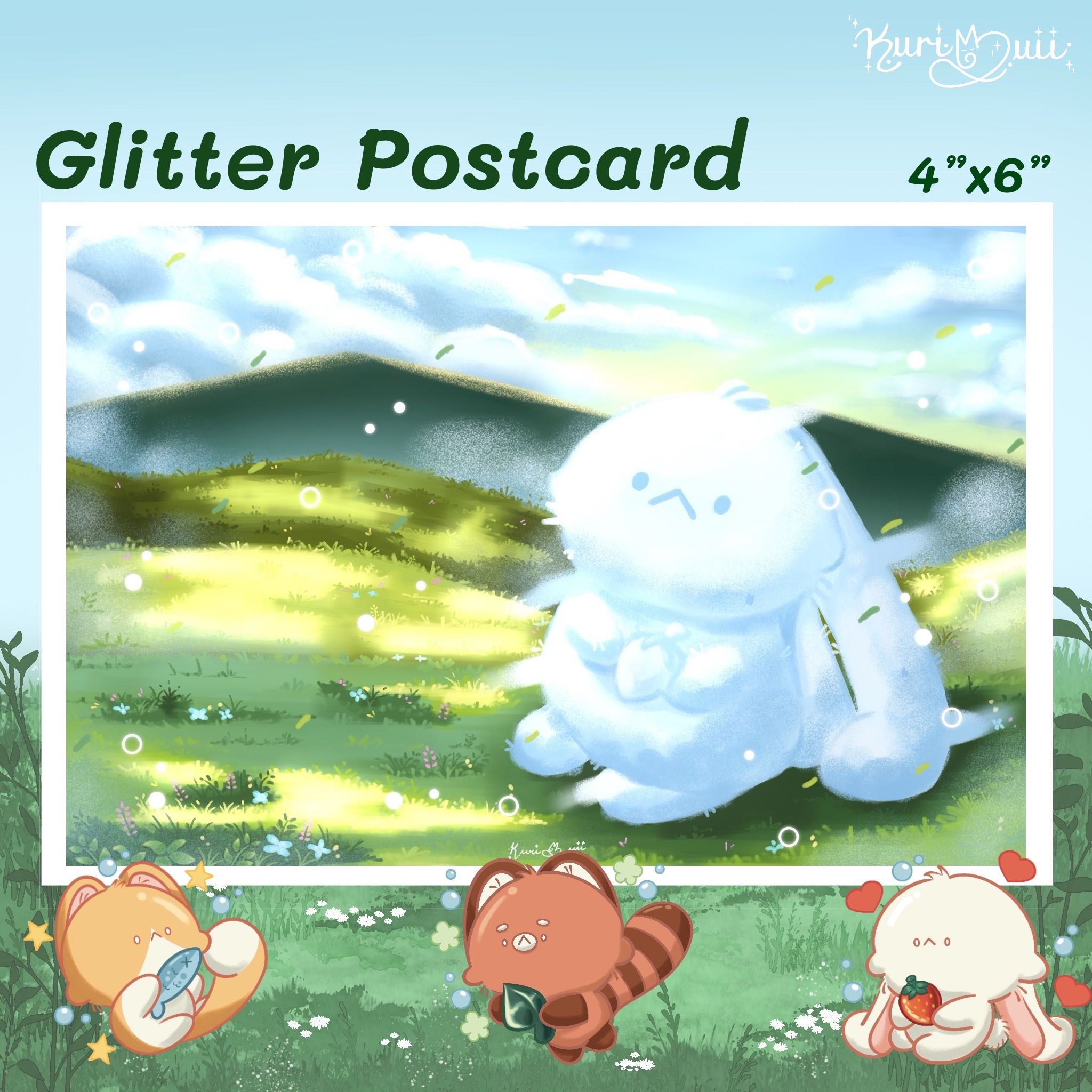 4”x6” Glitter Postcard : Taikutsuna Kumo