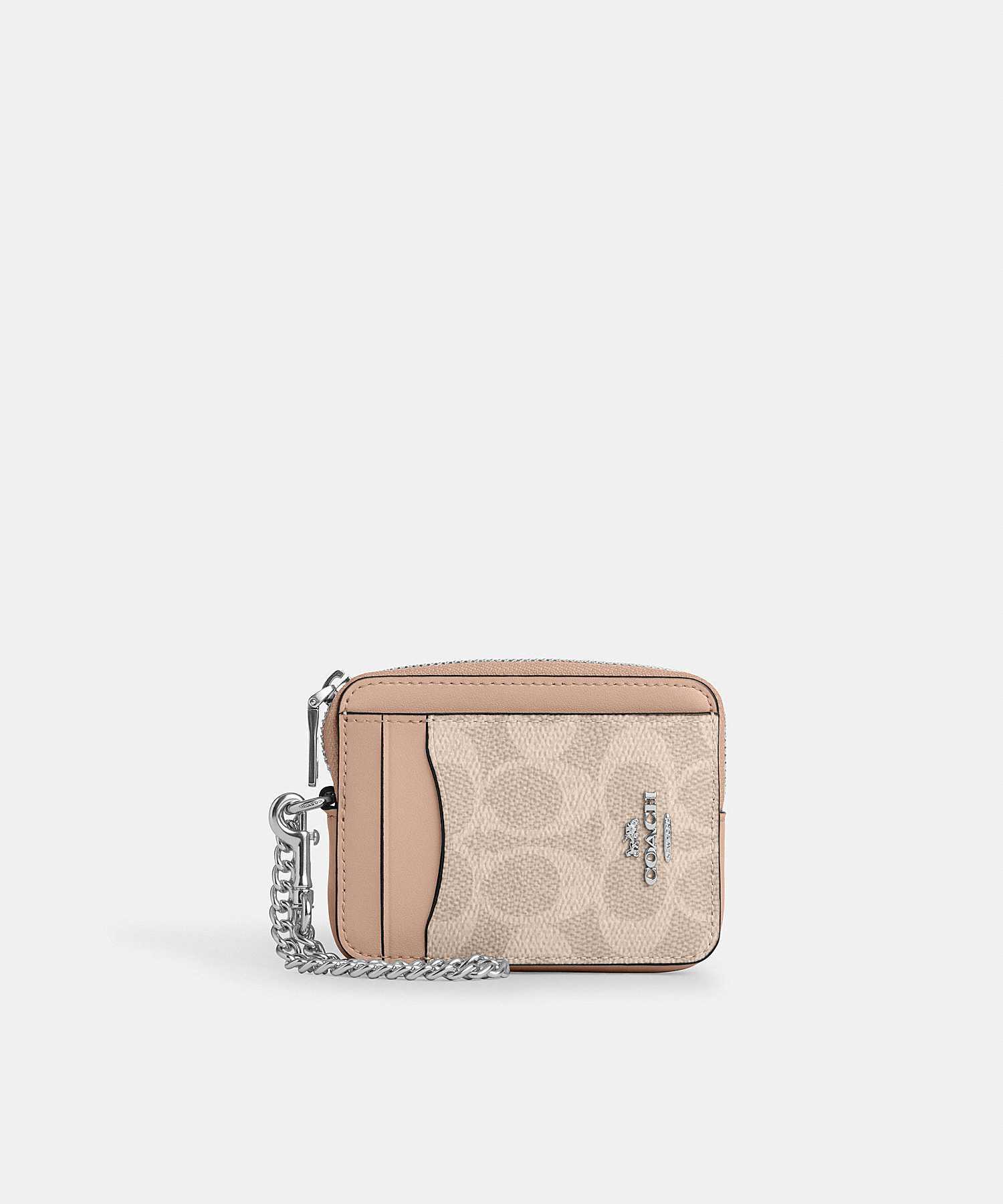 COACH ZIP CARD CASE IN SIGNATURE CANVAS CW883 SVPWH