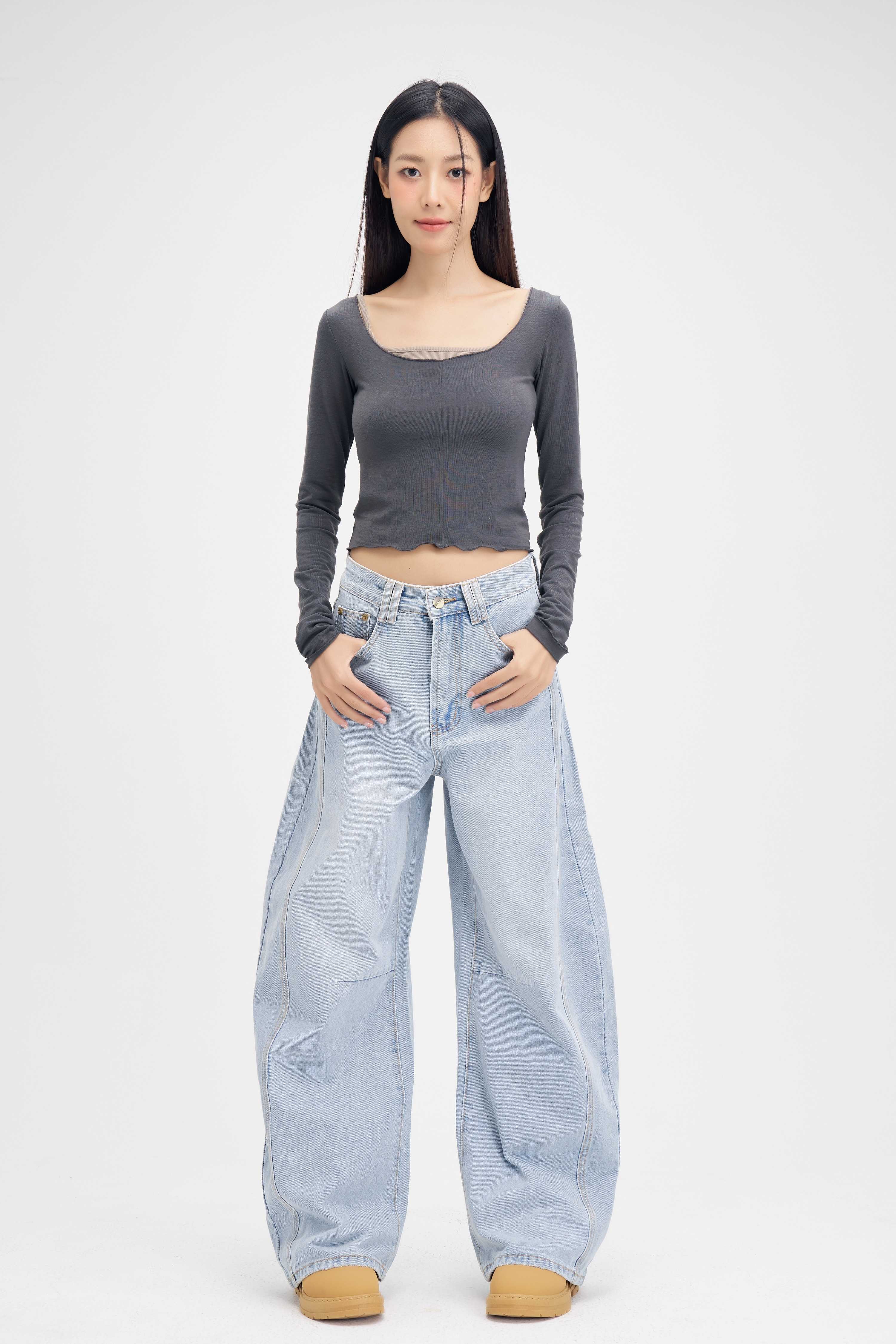 Niyoum Jeans collection Aloha : รุ่น B305.1 กระบอกใหญ่ทรงบอลลูน