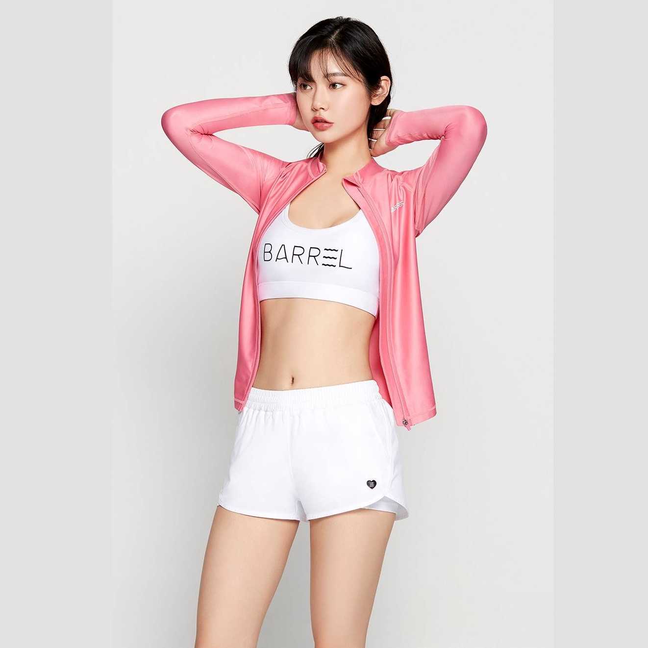 Women Piha Zip Up Rashguard ROSE PINK