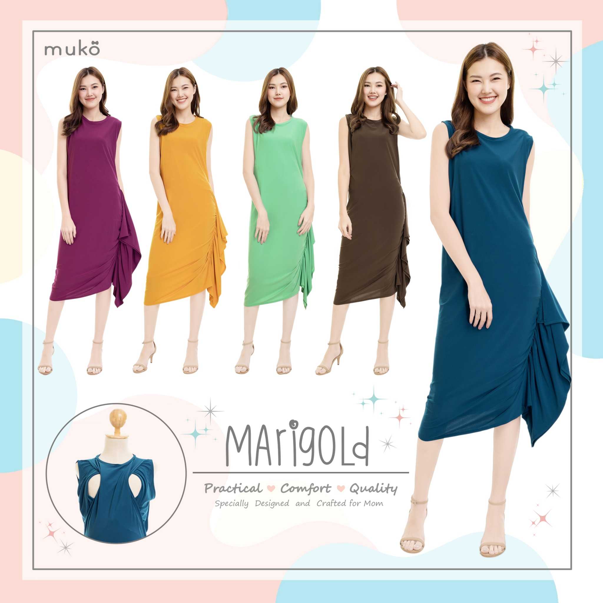 Muko Marigold เดรสเปิดให้นม คลุมท้อง DP07 (Dresses)