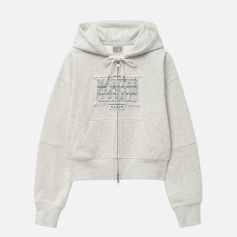 Marithe W CLASSIC LOGO CROP HOODIE ZIPUP (light heather gray)