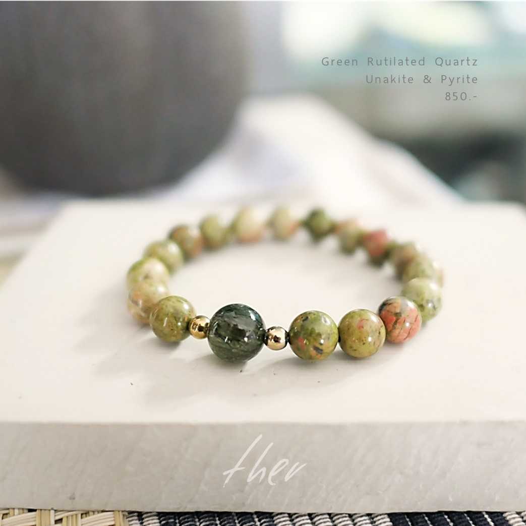 กำไลหิน Green Unakite