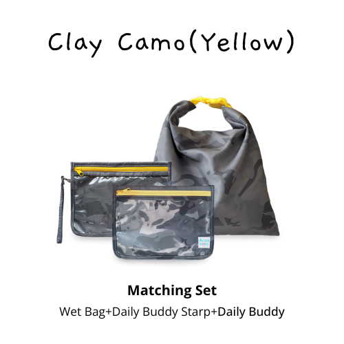 Matching Set: Clay Camo(Yellow) (Wet Bag+Daily Buddy Starp+Daily Buddy)