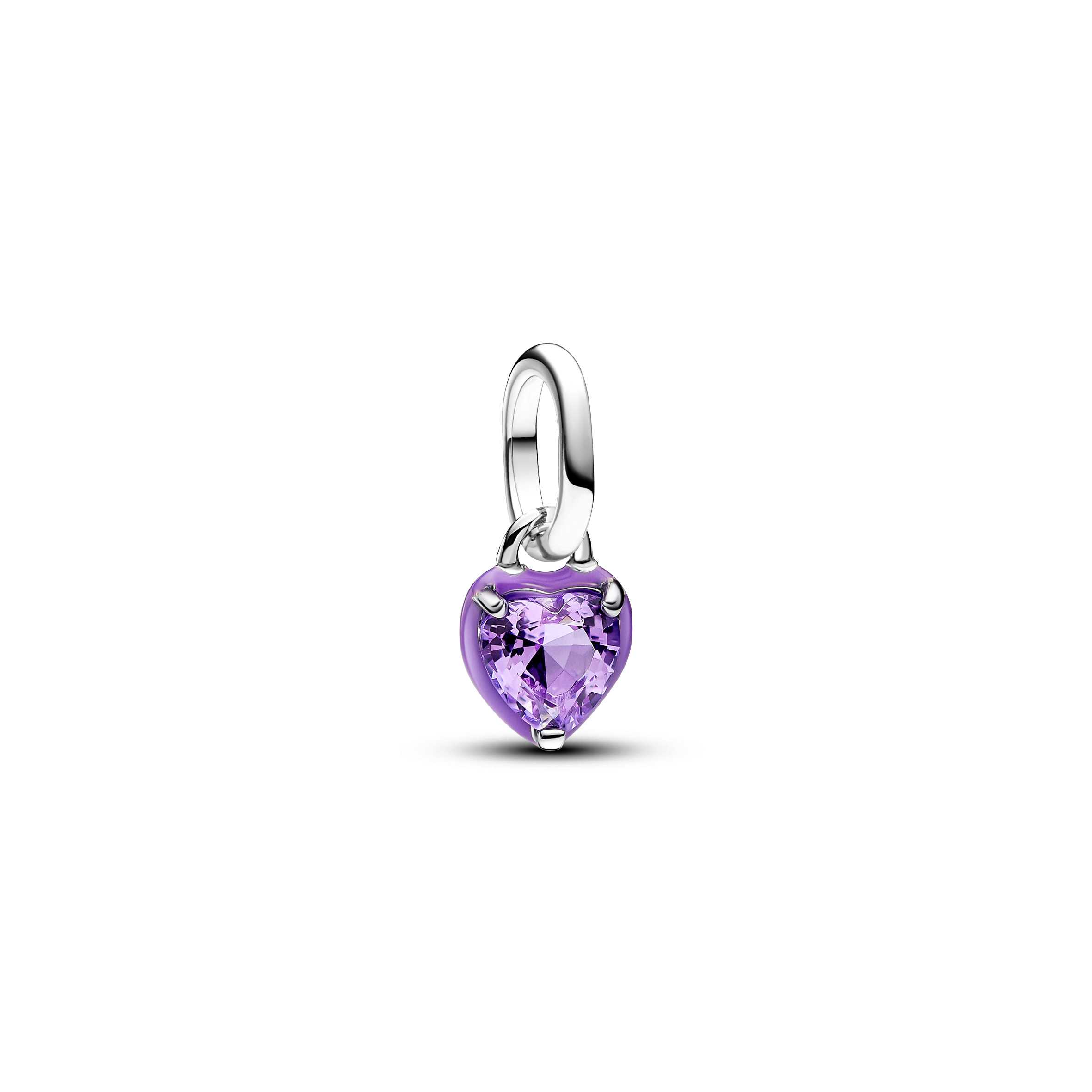 Heart sterling silver mini dangle with royal purple crystal and purple enamel
