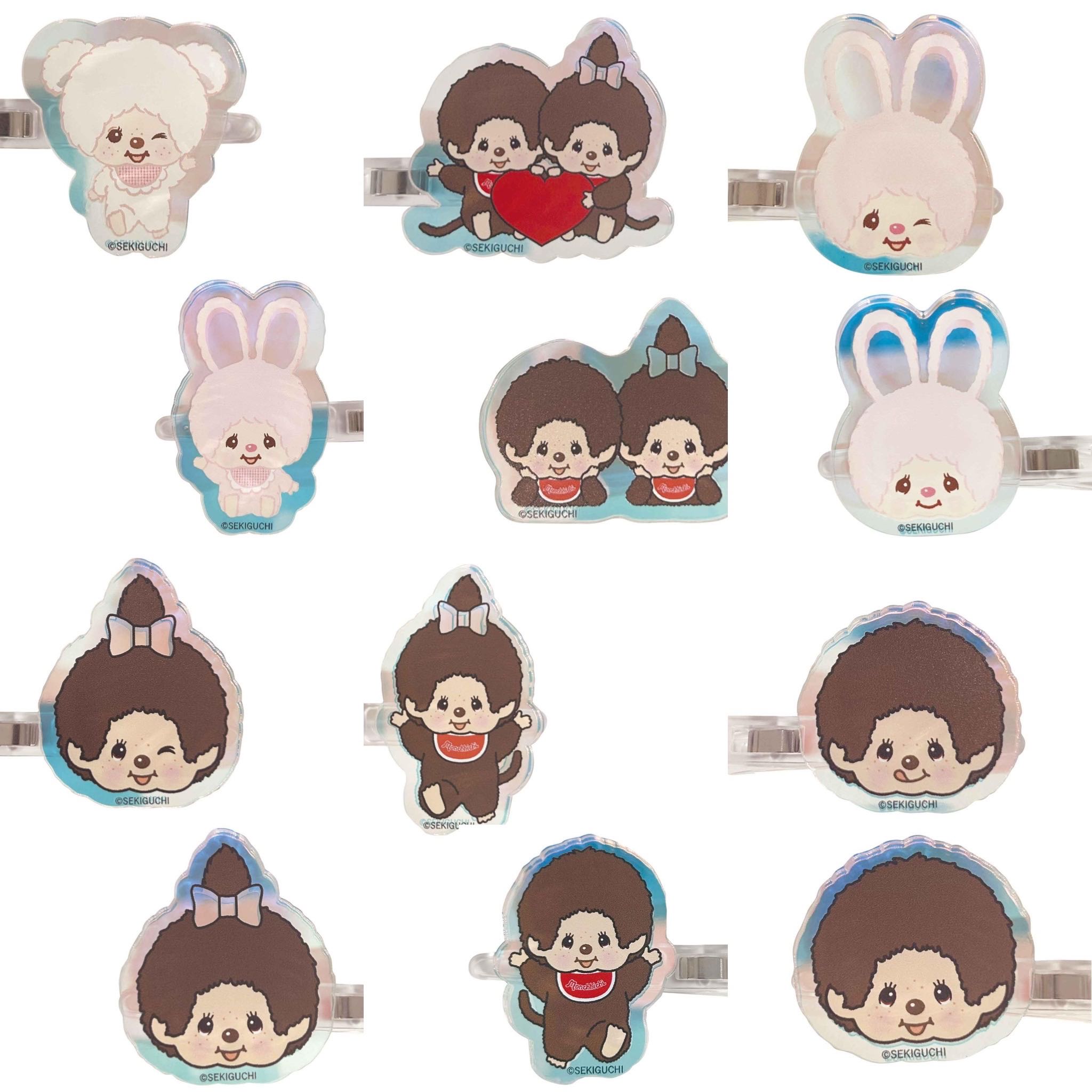 Eye Planning Monchhichi Aurora Acrylic Hair Clip Monchhic-kun H40 x W40mm (Acrylic) 0.3 x 2.2 inches