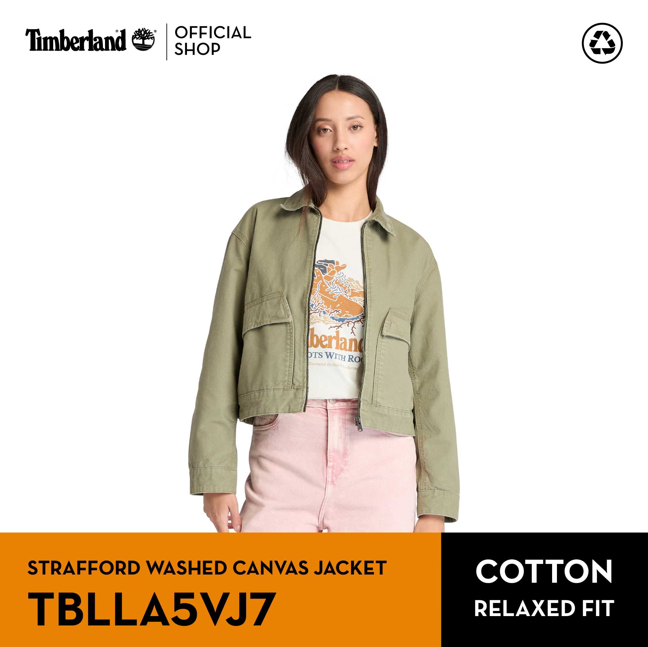 Timberland Women's WASHED CANVAS JACKET เสื้อแจ็คเก็ต (TBLLA5VJ7)