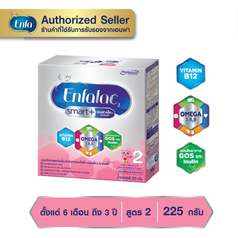 นมเอนฟาแล็ค สมาร์ทพลัส นมสูตร 2 นมผงเด็ก ขนาด 225 กรัม Enfalac Smart+ 2 นม เอนฟา แล็ค นมผง Enfa lac
