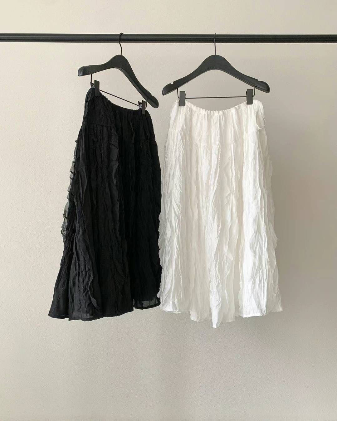 OUNCE (KOREA) Pre-order 15 day pleated lace casual skirt