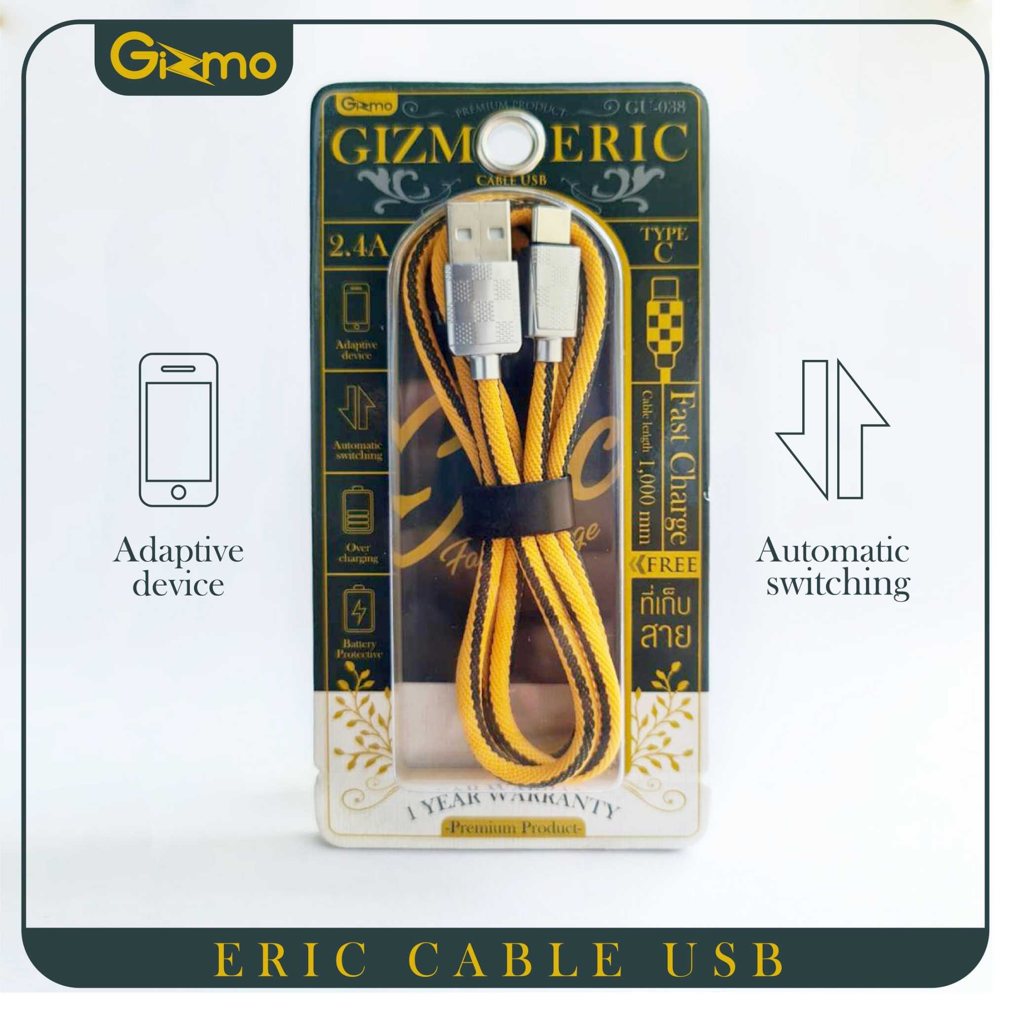 Gizmo สายชาร์จ type-c สายชาร์จโทรศัพท์มือถือ iphone ,samsung รุ่น New Eric