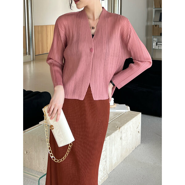 2MUAY รุ่น GJO10149 เสื้อคลุมอัดพลีท V NECK PLEATED CARDIGAN 10 สี FREE SIZE