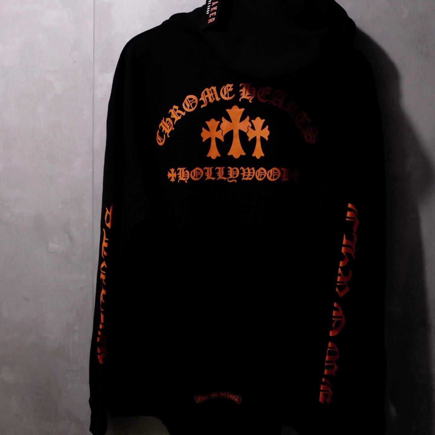 Chrome Hearts Triple Cross Hollywood Hoodie Black/Orange