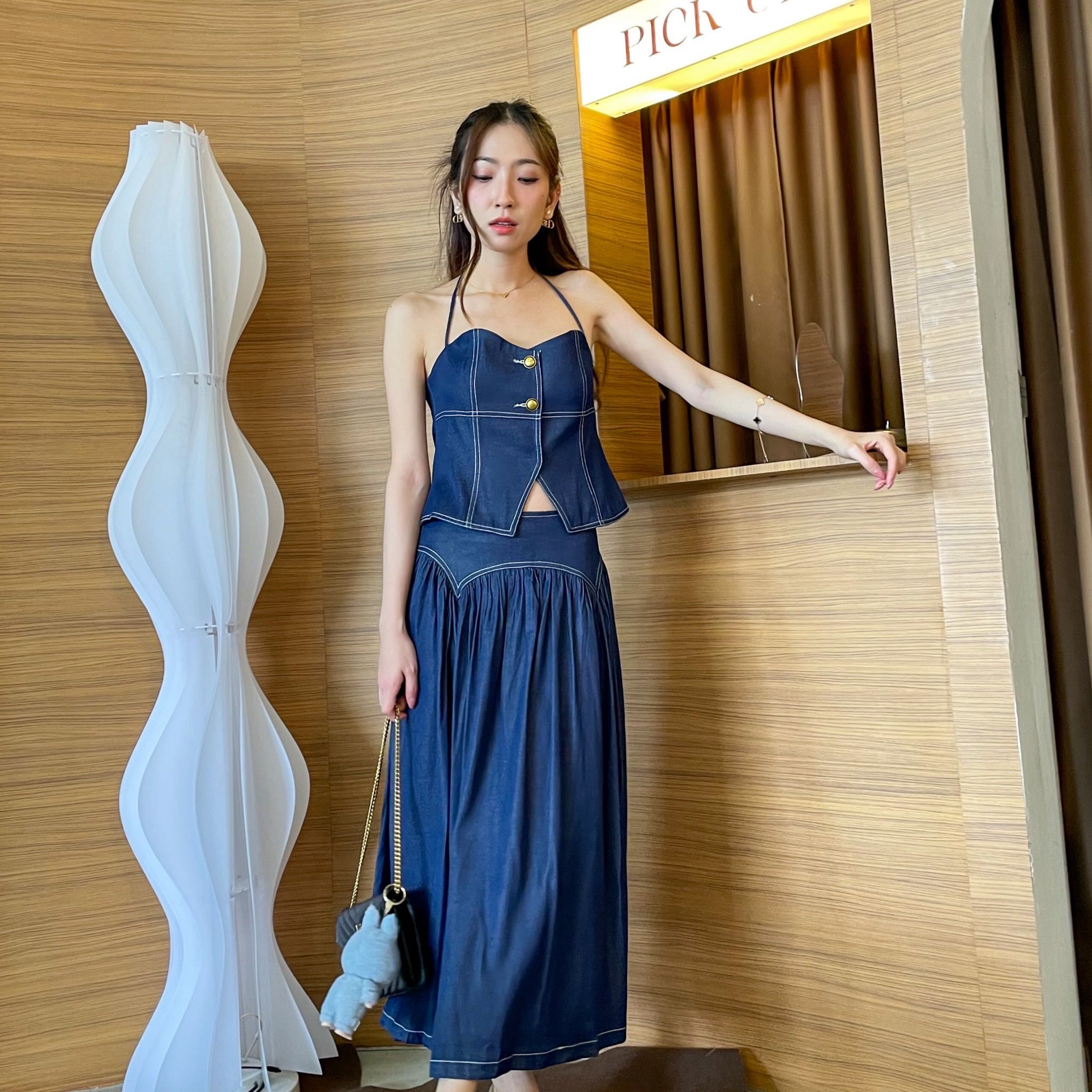 Balloon denim set - กระโปรงบอลลูน