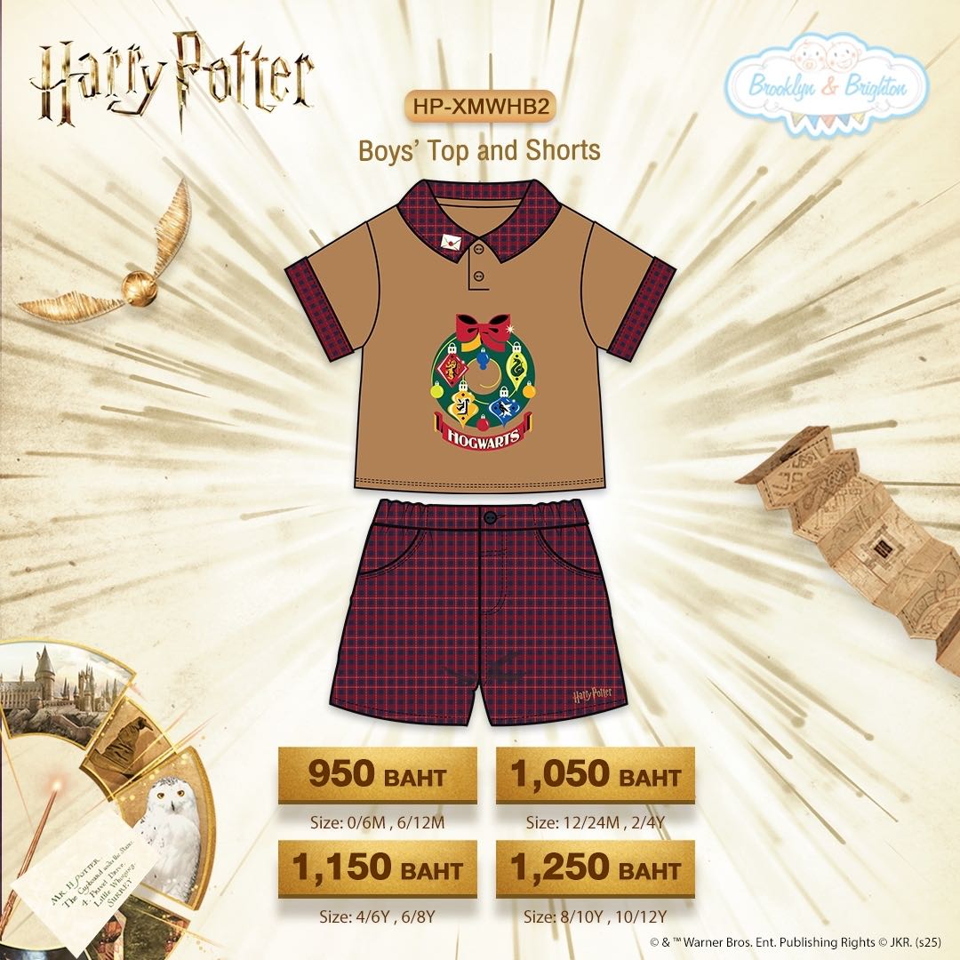 Harry Potter X’mas - Boys’ Top and Shorts | HP-XMWHB2 (size: 0/6M-10/12Y)