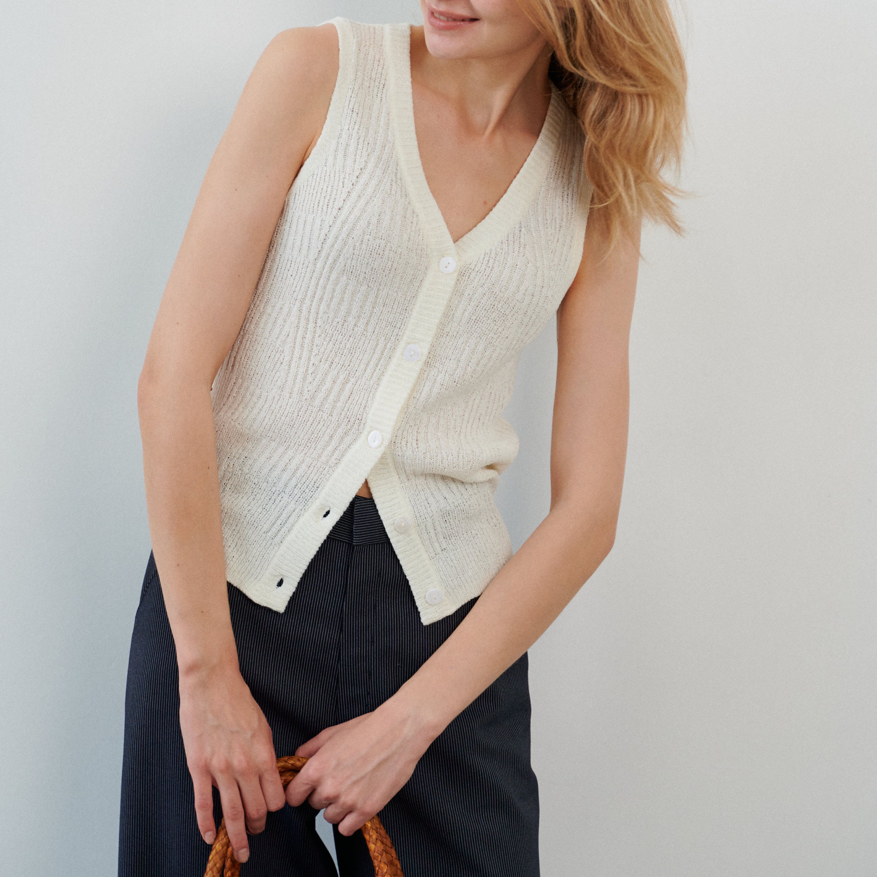 Spring Knit Vest - Soft White