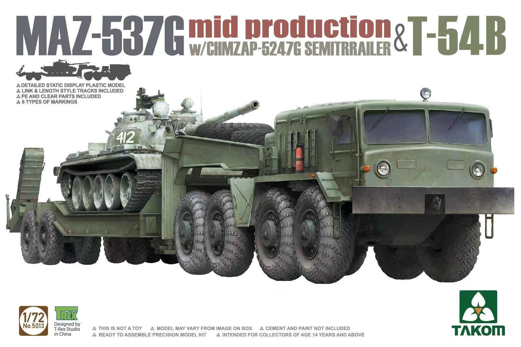 1/72 MAZ-537G mid production with CHMZAP-5247G Semitrailer & T-54B