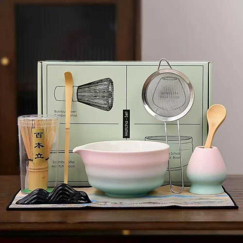 PASTEL PREMIUM MATCHA 8 PIECE TEA SET   Complete Japanese Matcha Kit