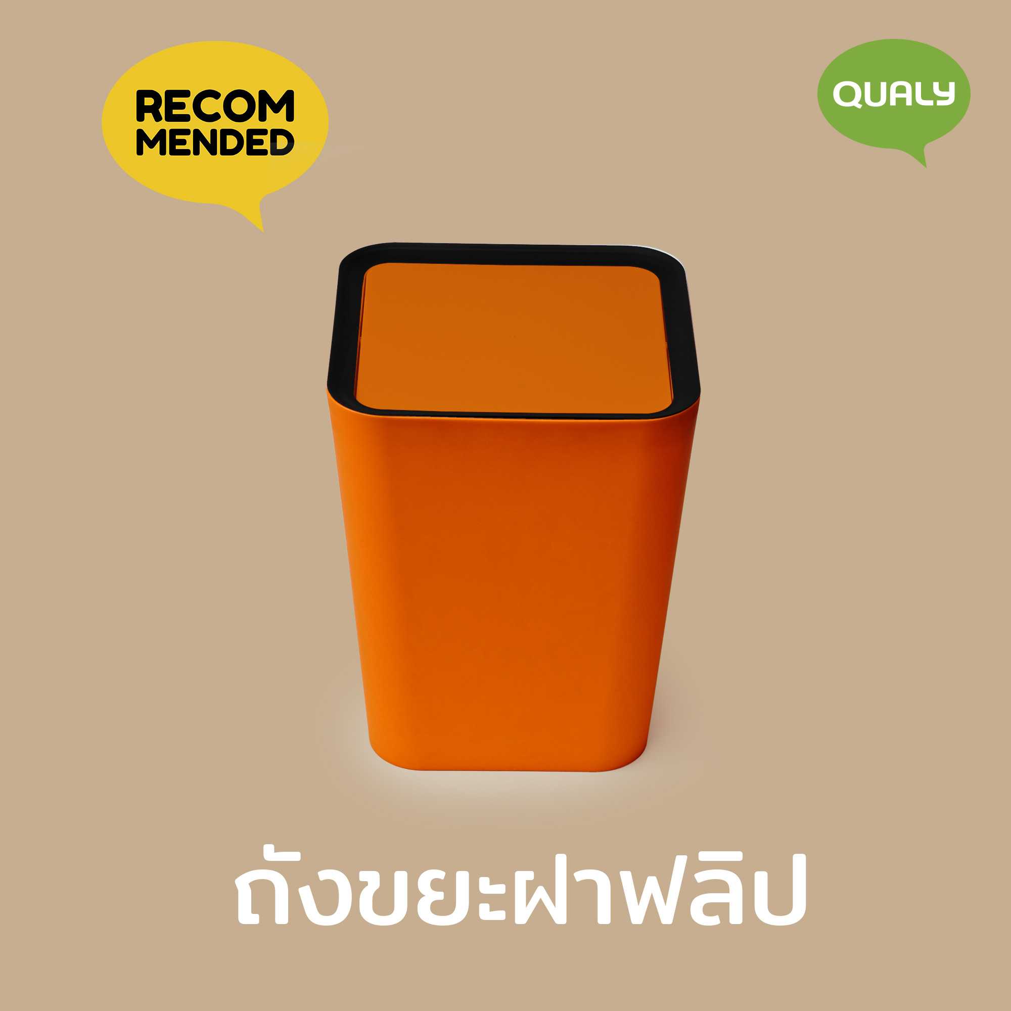 Mini Square Flip Bin ถังขยะดีไซน์สี่เหลี่ยม ขนาดเล็กฝาฟลิป Qualy (ควอลี่)
