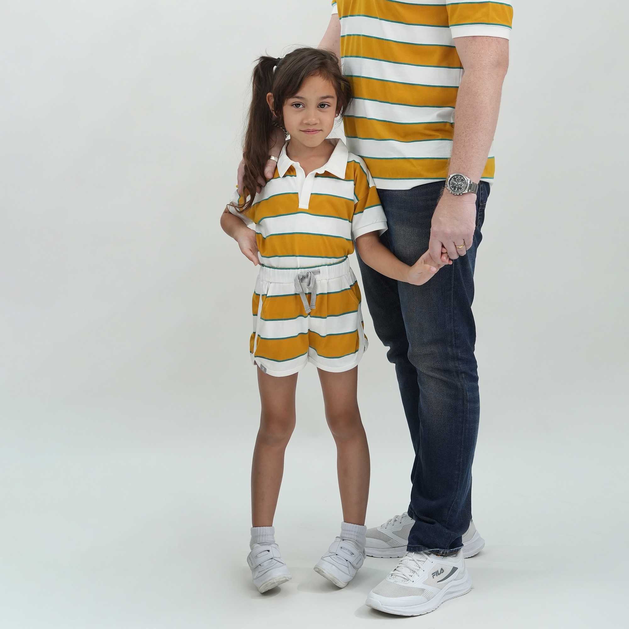 QueenCows Kids ชุดเซ็ตแขนสั้น Paul Striped Polo Set (Yellow)