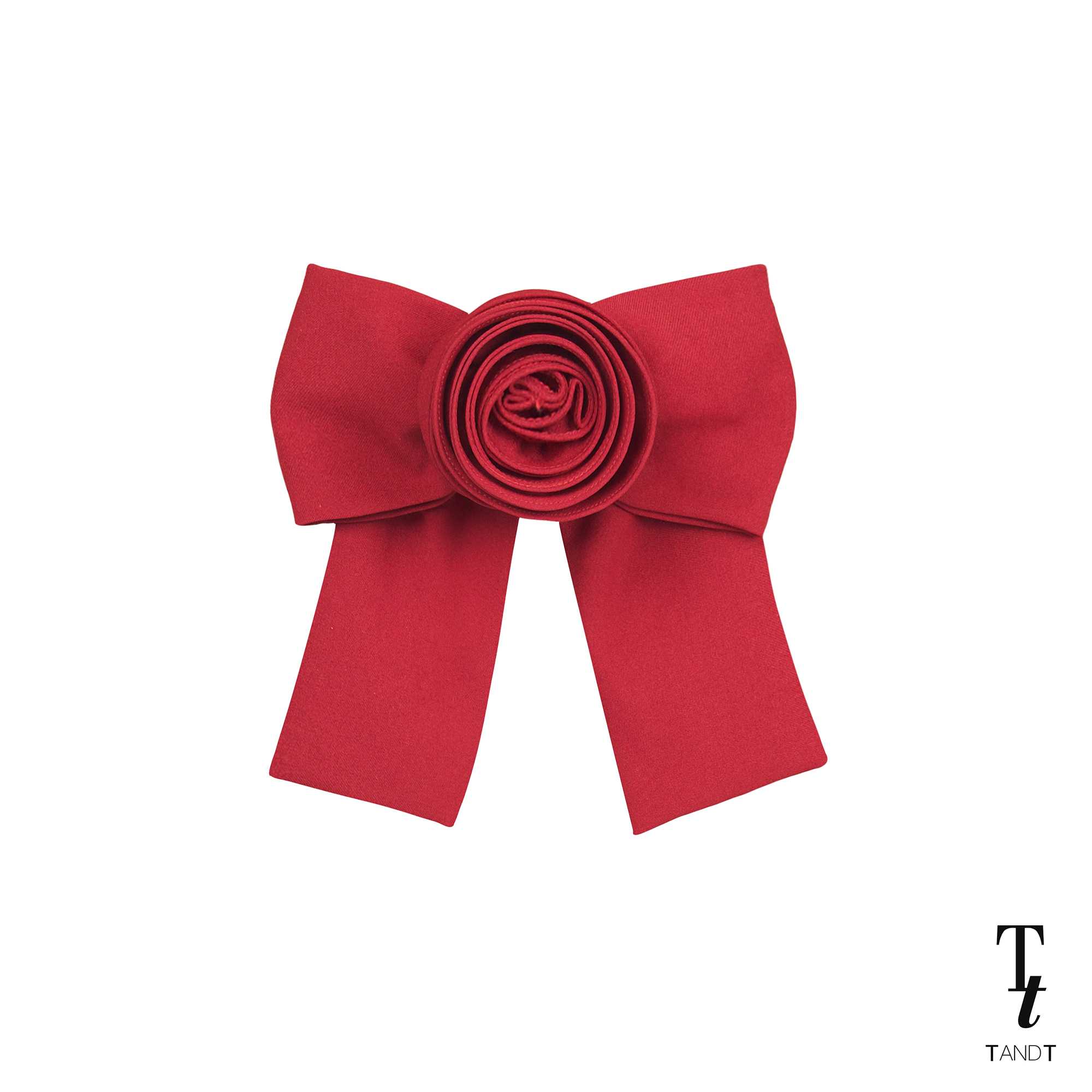 RED HAIR CLIP - ROSE BOW HAND-CRAFTED HAIR CLIP