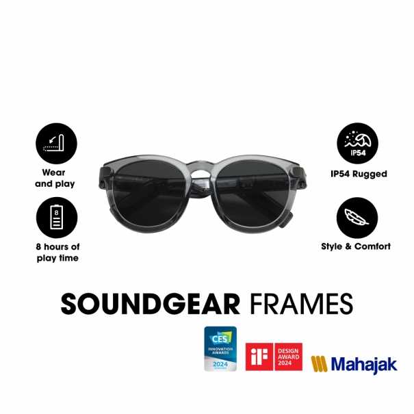 JBLSOUNDGEAR FRAMES (ROUND) สีโอนิกซ์ ลำโพงแว่นกันแดดไร้สาย#JBL#MAHAJAK#แว่นกันแดด