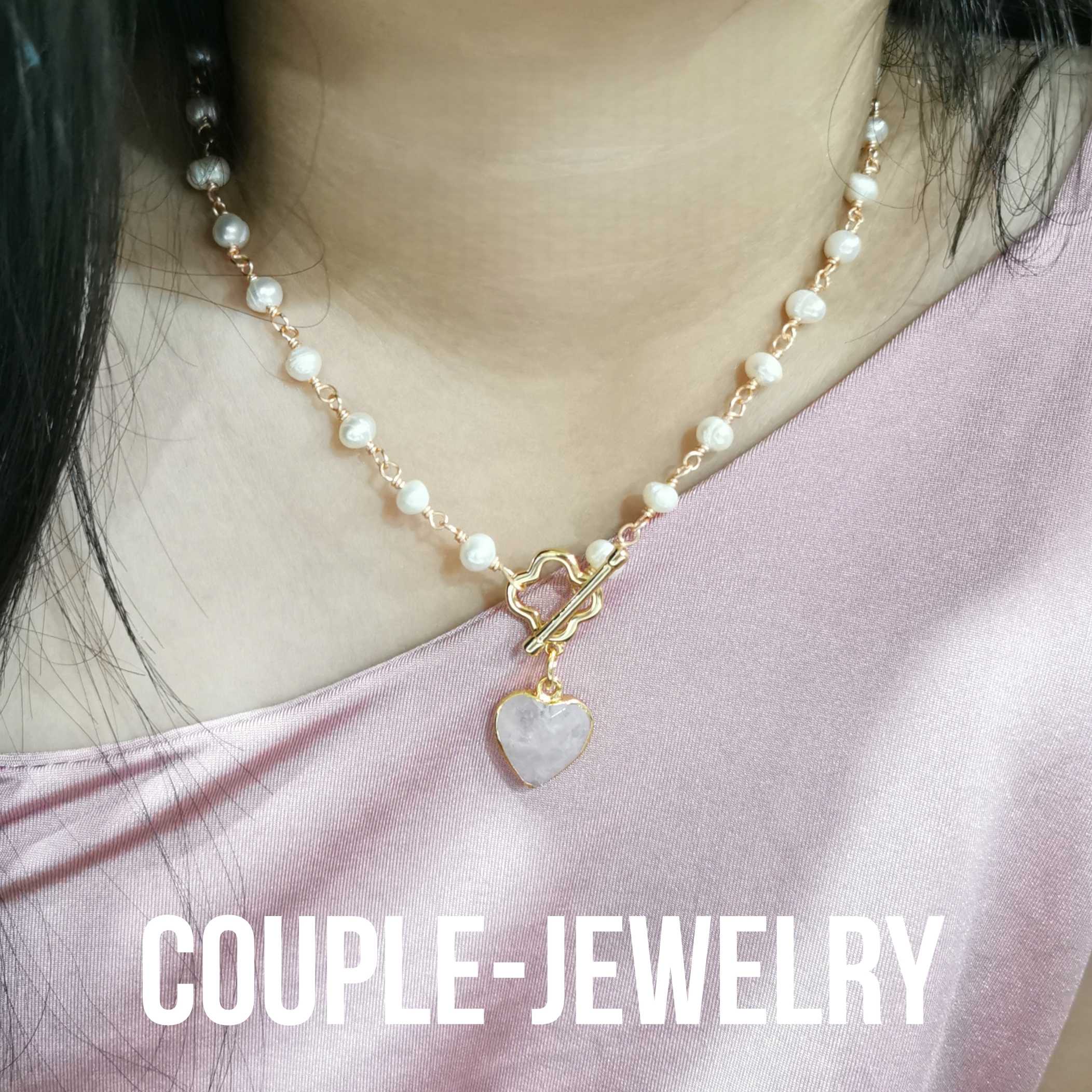 Couple-jewelry​: Lovely​ pearl​ (Rose​ quartz)​
