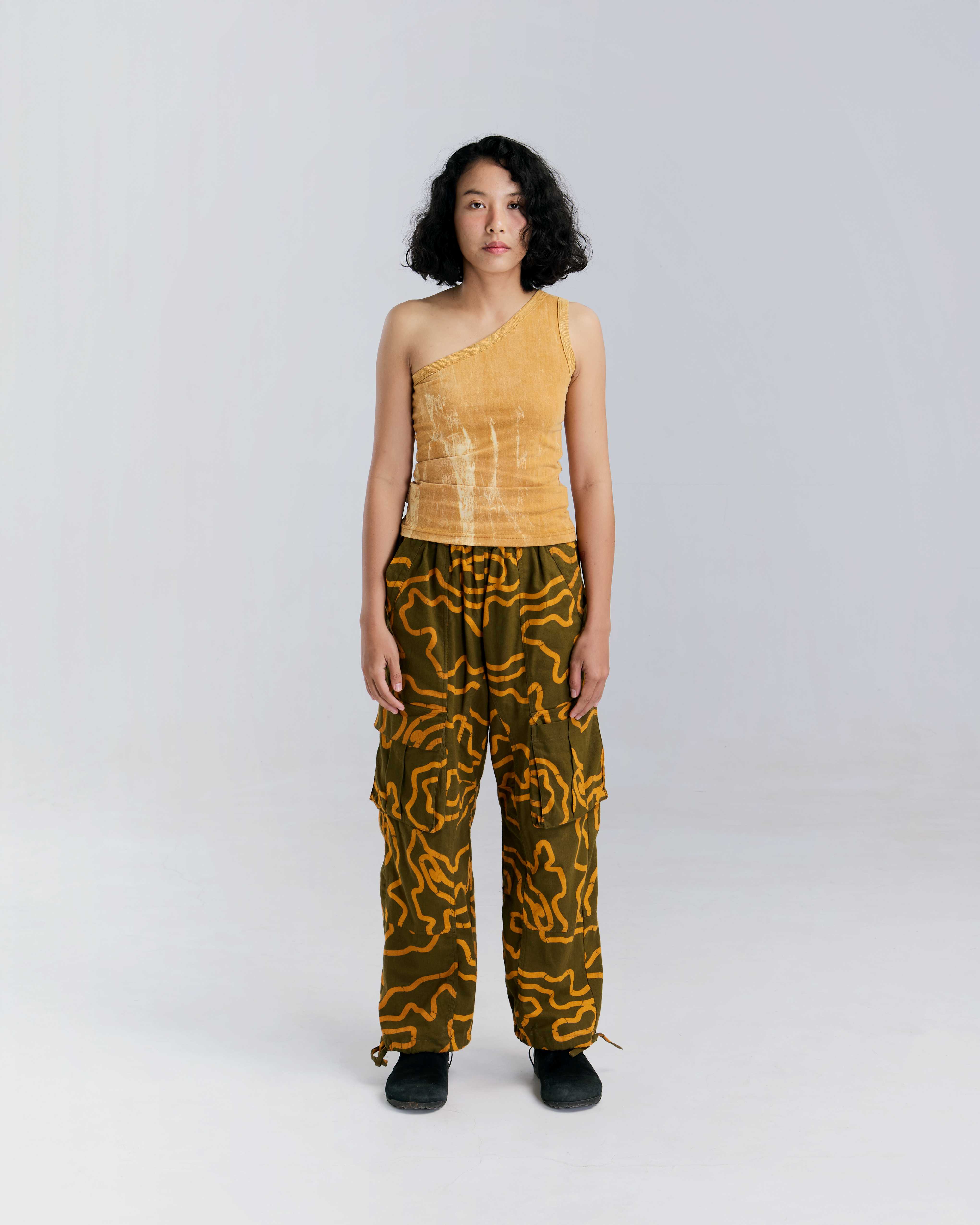Yellow Marble One Shoulder Top