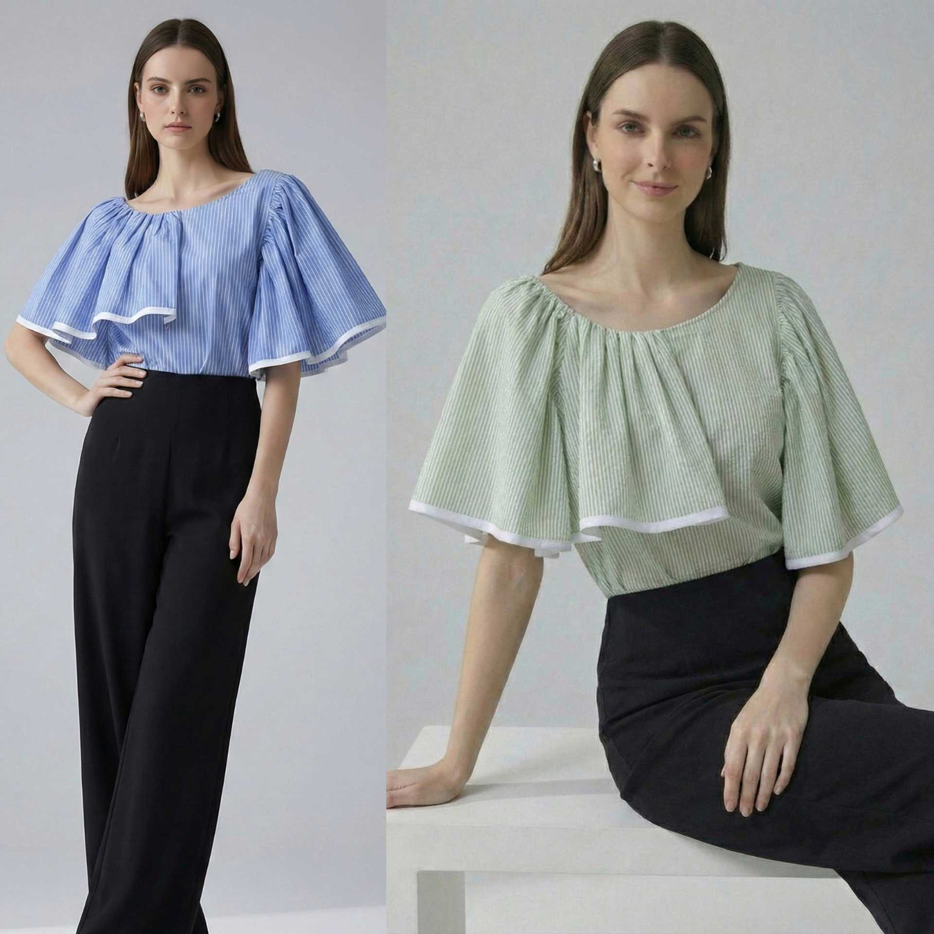 (พร้อมส่ง) Lina Oversize Stripe Top