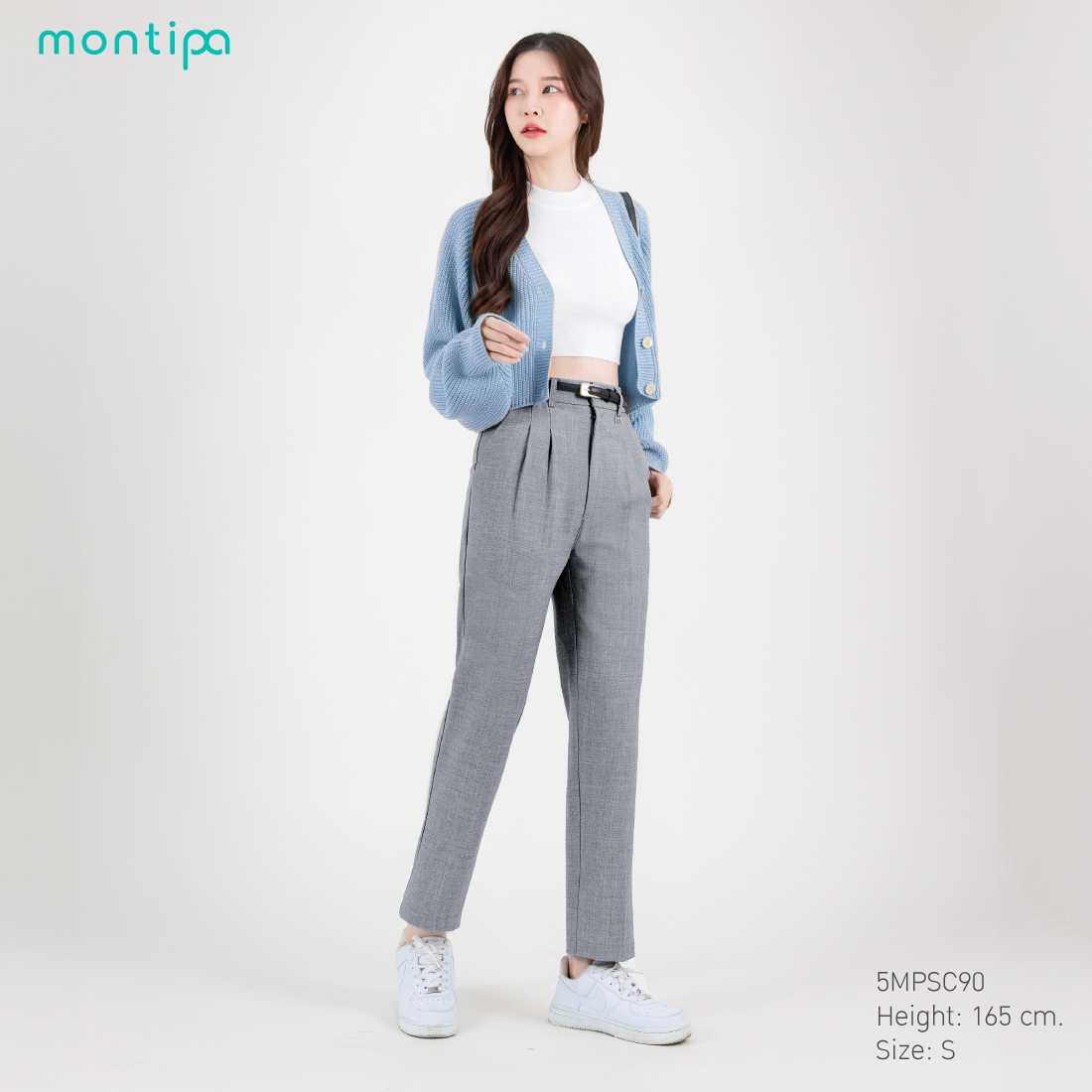 Montipa กางเกงทรงสอบ ซิปหน้า ดีเทล symbolic logo ผ้า Comfort  56PSC90