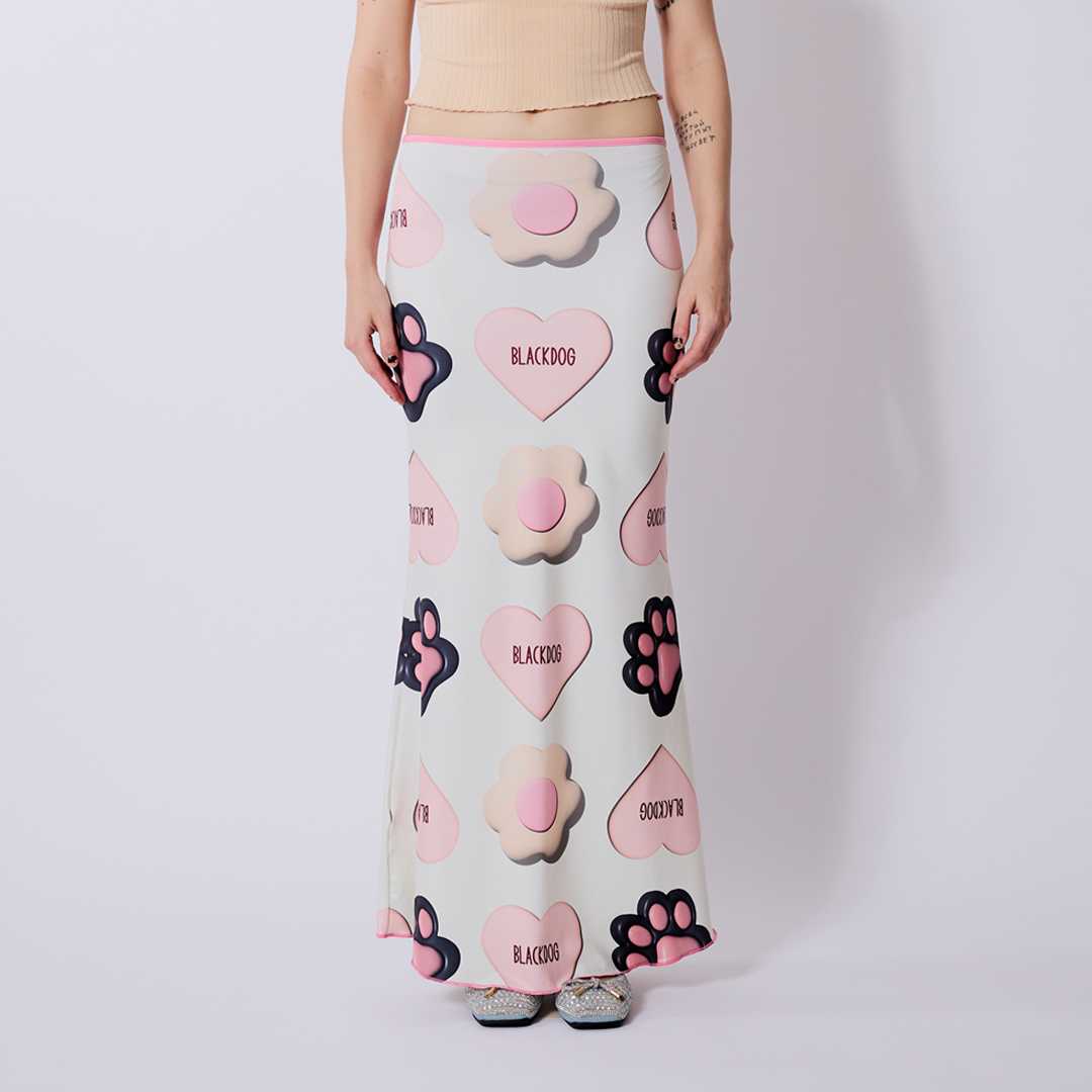 BLACKDOG BKK-AW2416-Claw printed skirt-กระโปรงผ้ายืดพิมพ์ลาย